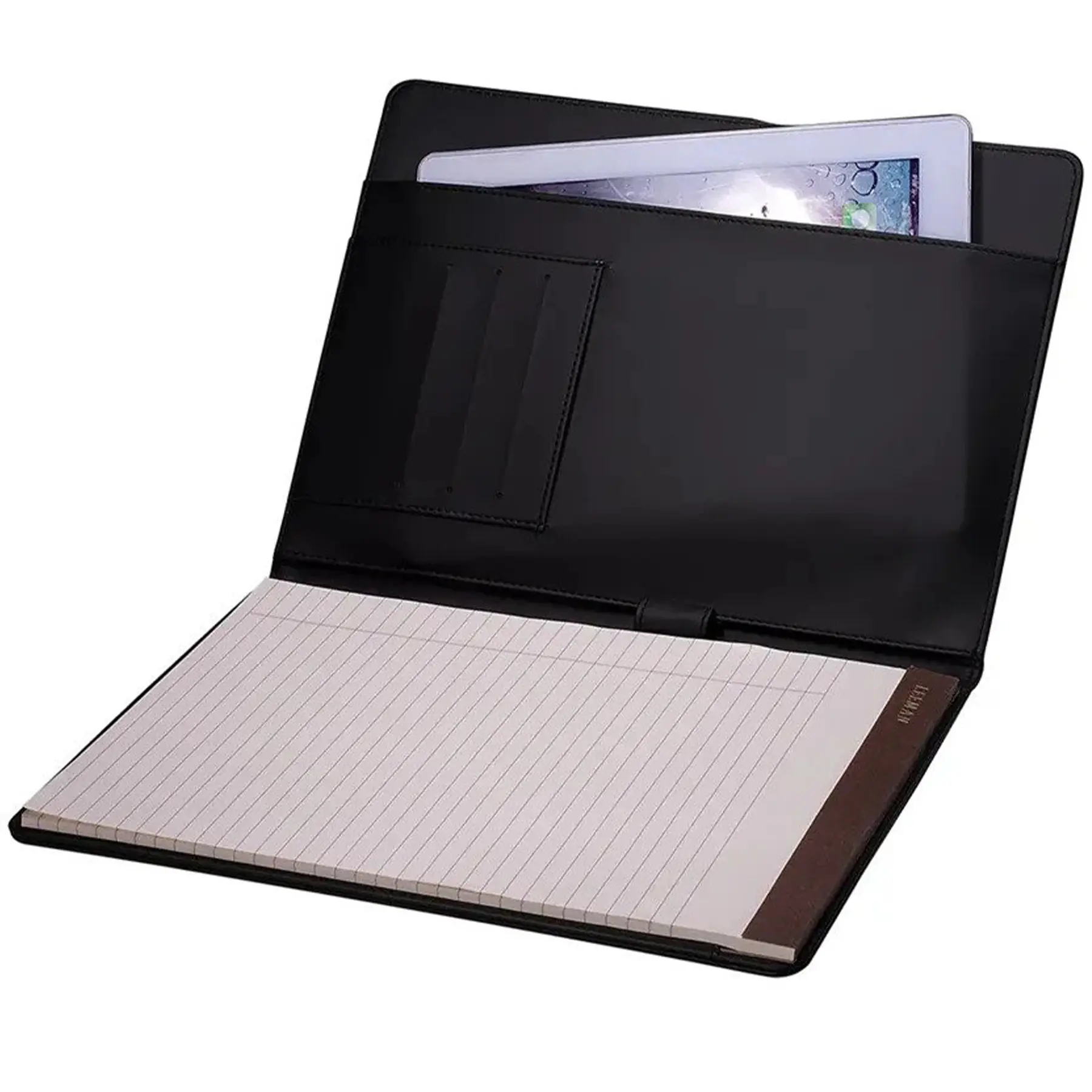 Executive Faux Leather Padfolio with Document Pocket and Pen Loop