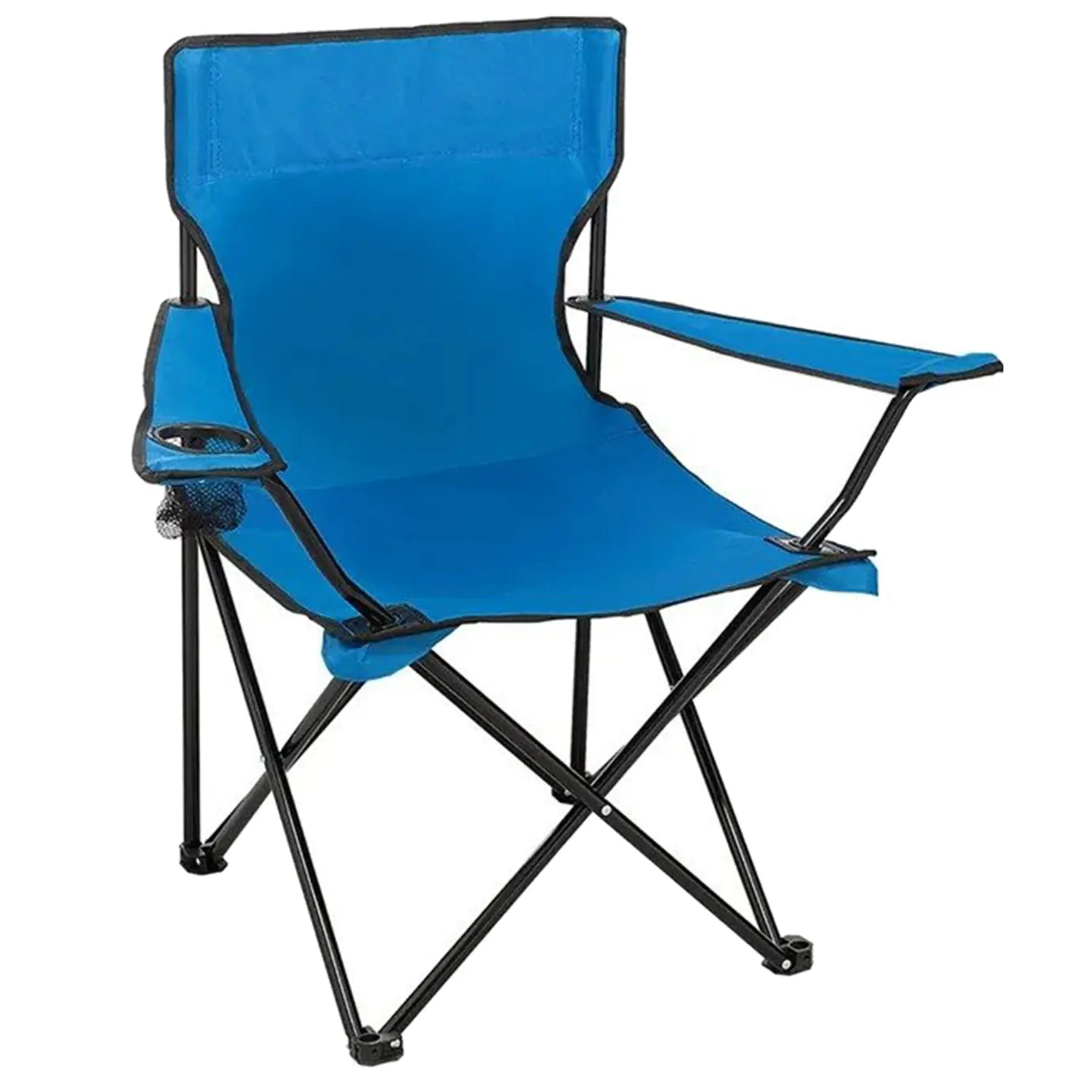 Folding Camp Chair Heavy Duty Polyester Steel Frame Cup Holder Carry Bag