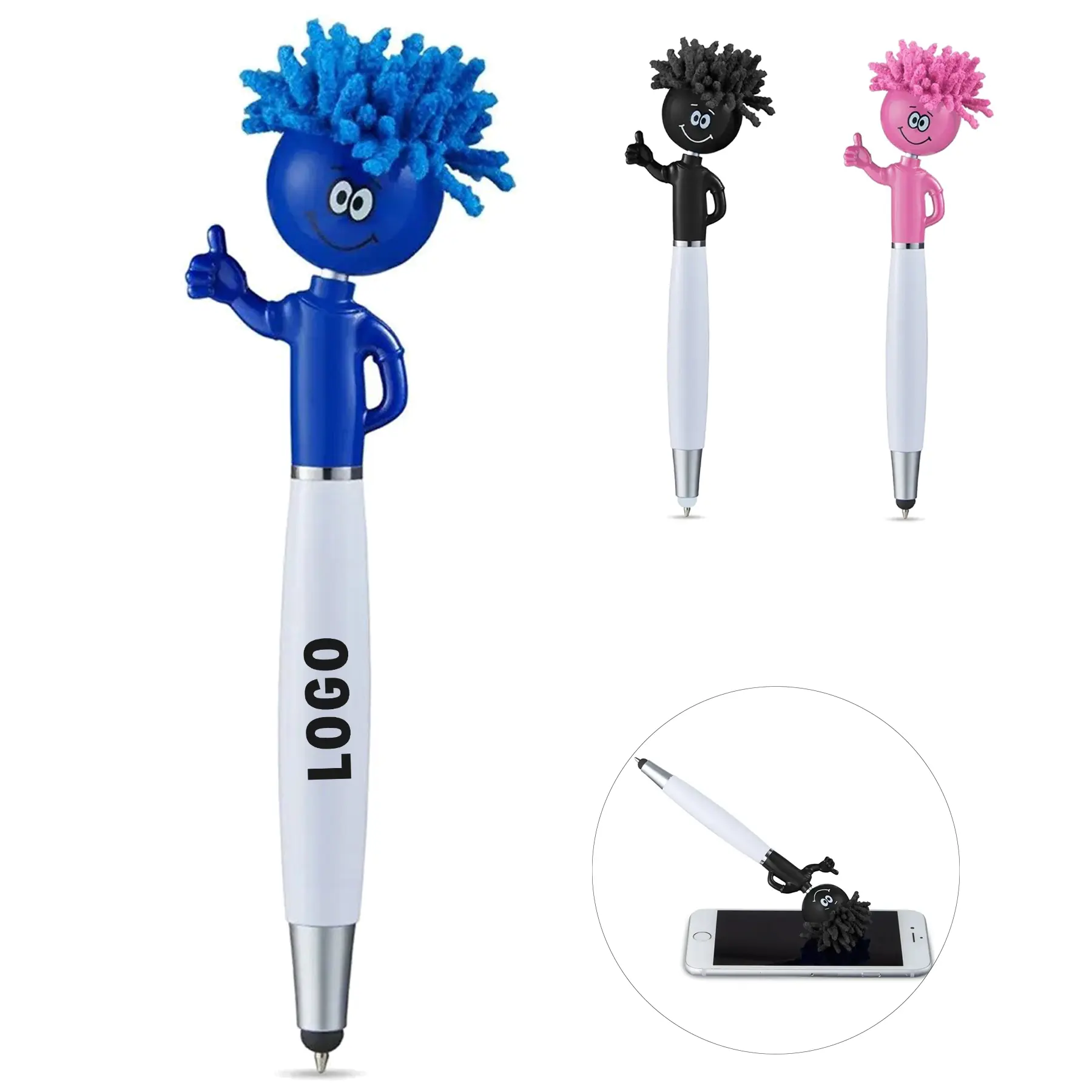 Smiley Face Microfiber Screen Cleaner Ballpoint Pen Touch Stylus 2