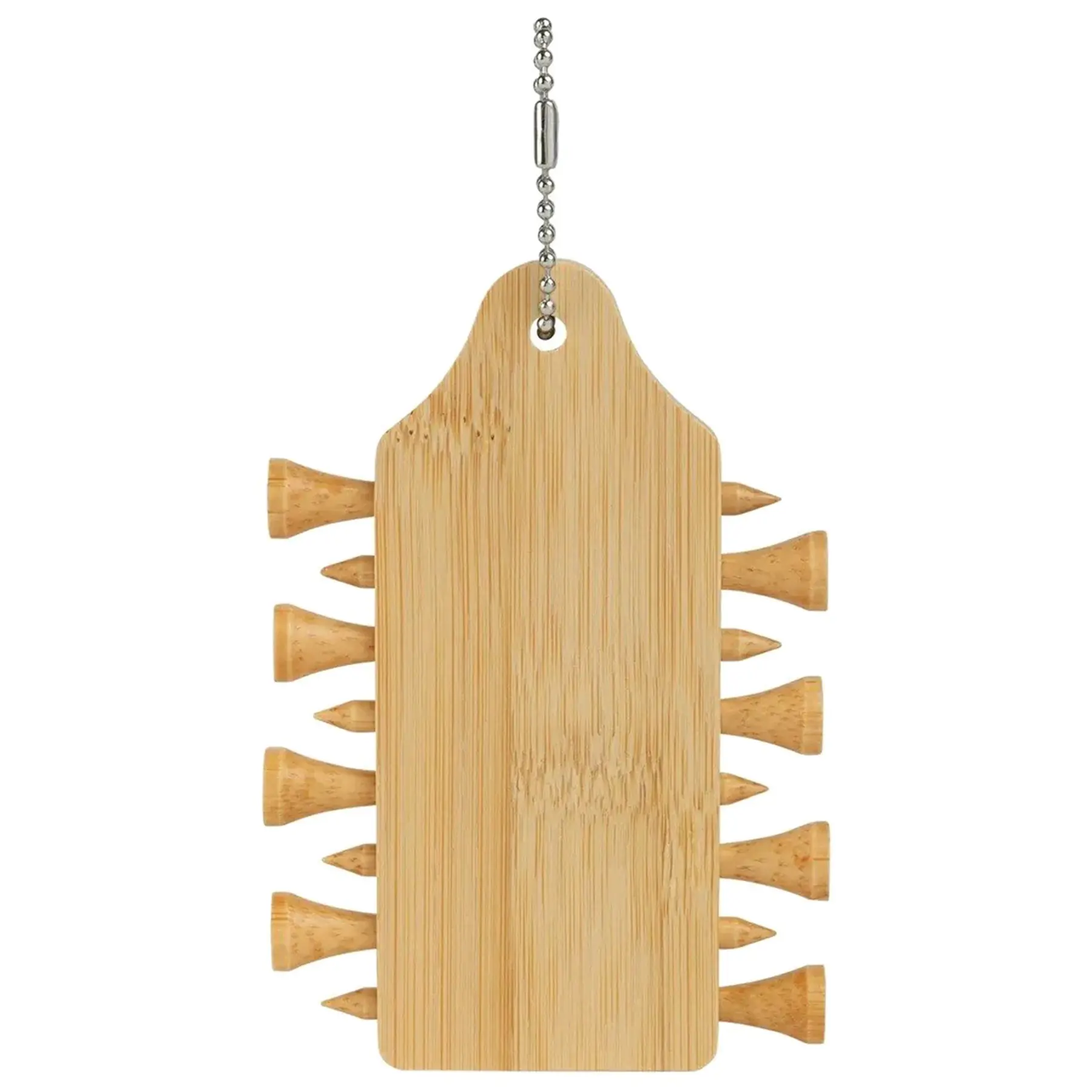 Eco Friendly Bamboo Golf Tee Set Holder 8 Tees Ball Chain