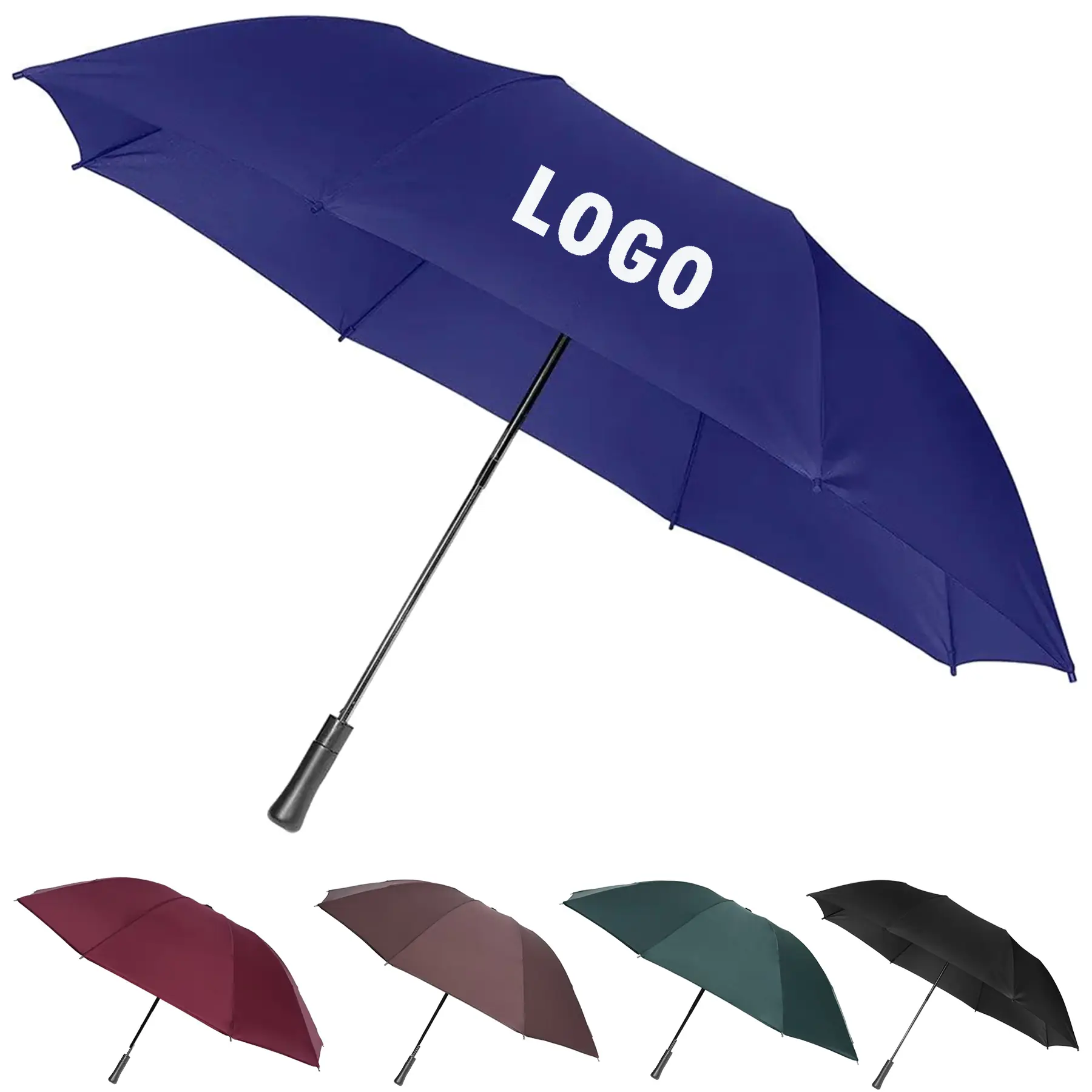 Large Auto Open Folding Umbrella 55 Arc Pongee Wood Handle 2