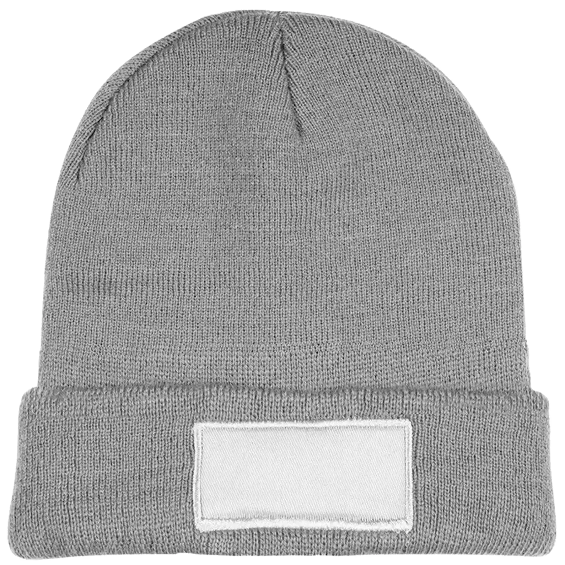 Acrylic Knit Beanie Cotton Patch Cuff