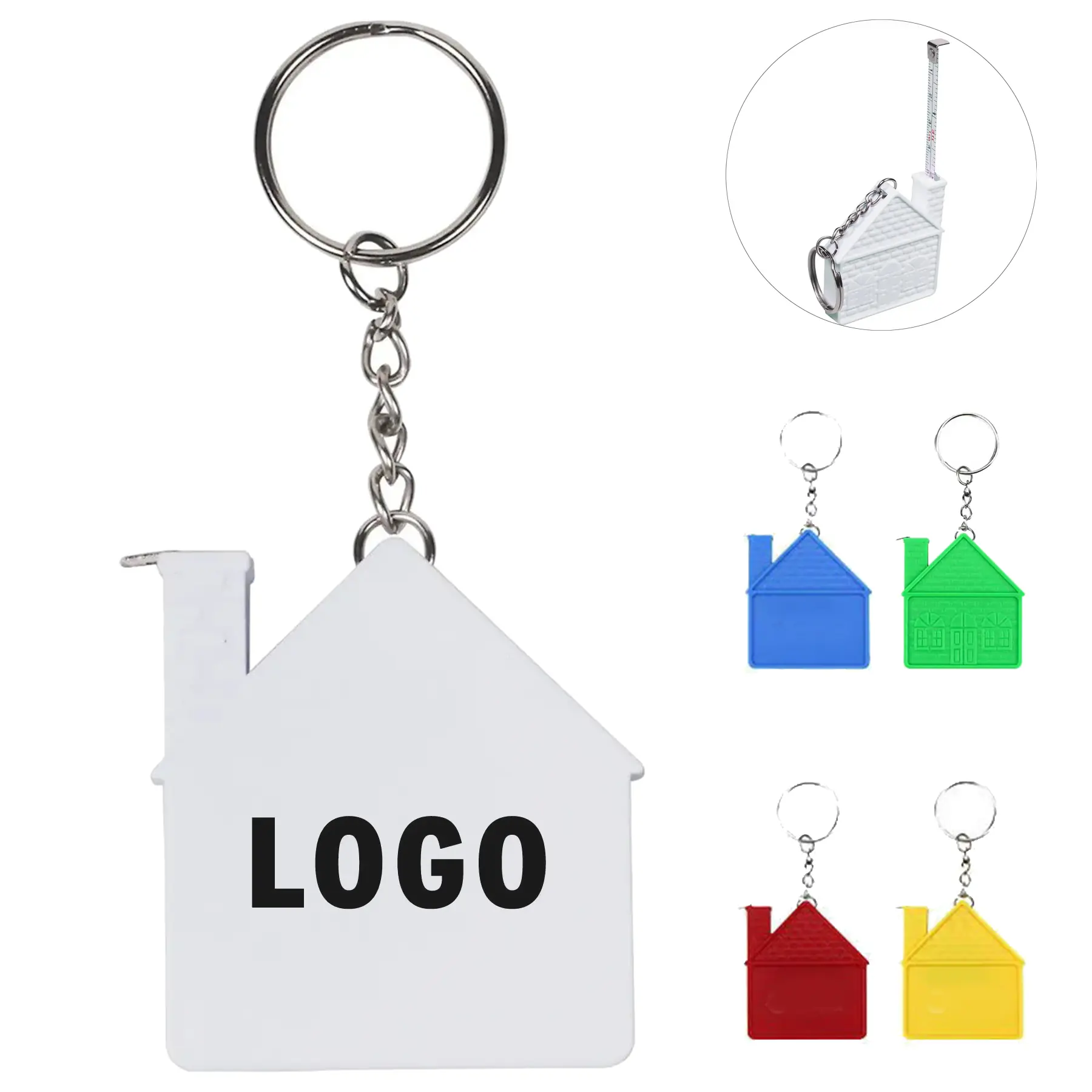 Mini House Design Retractable Tape Measure Key Ring 2