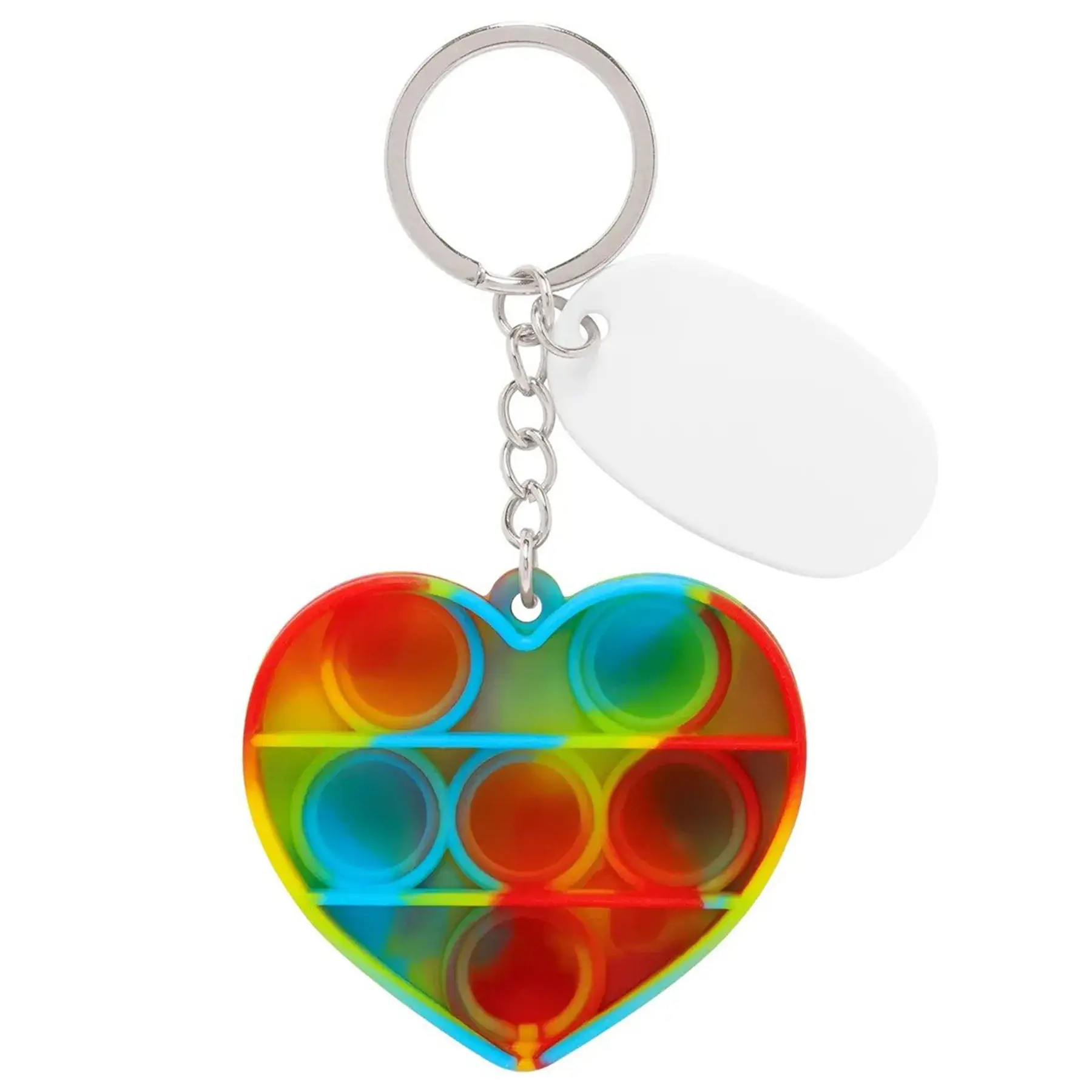Silicone Heart Push Pop Bubble Fidget Keychain