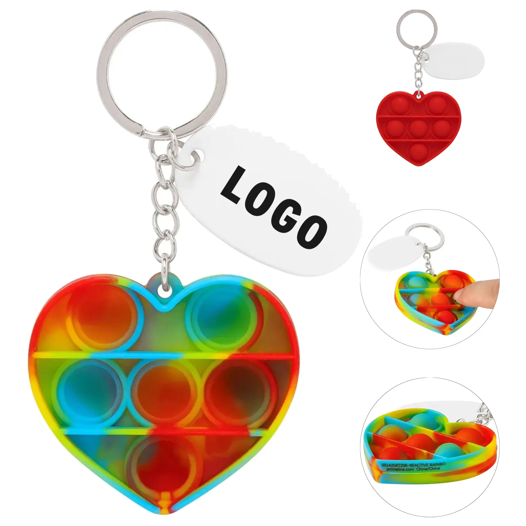 Silicone Heart Push Pop Bubble Fidget Keychain 2