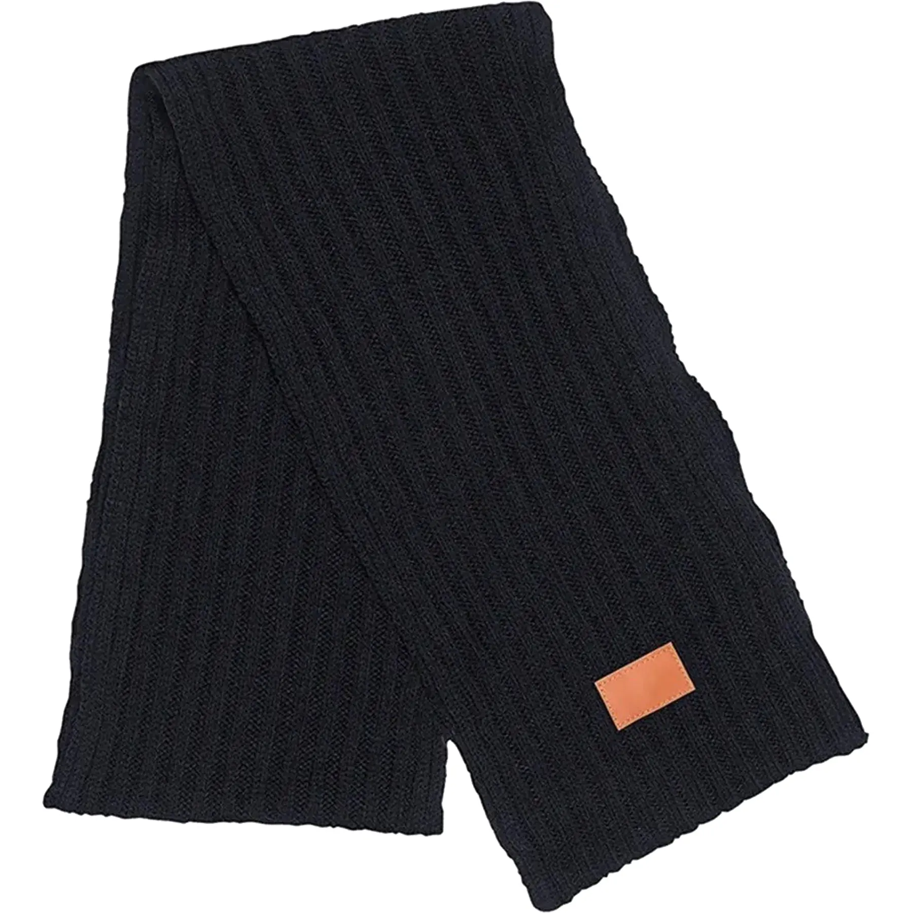 Customizable Rib Knit Scarf with PU Patch for Debossing