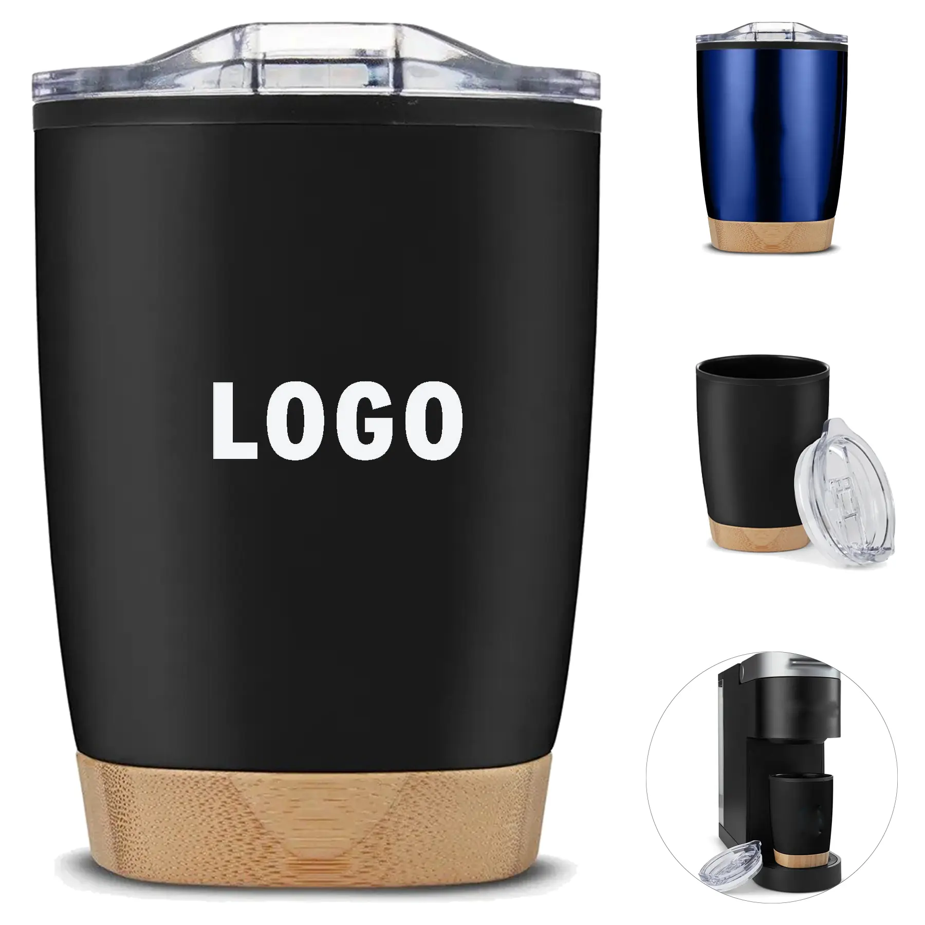 Bamboo Base Double Wall Stainless Steel Tumbler 12 Ounce 2