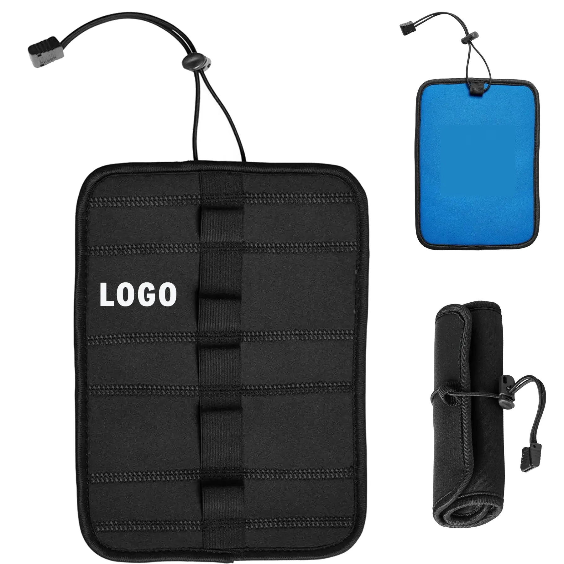 Roll Up Neoprene Cable Organizer Case with Elastic Straps 2