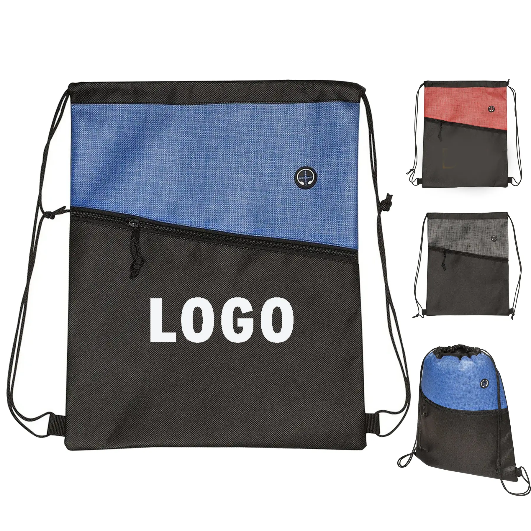 Heathered Nonwoven Polypropylene Drawstring Backpack 2