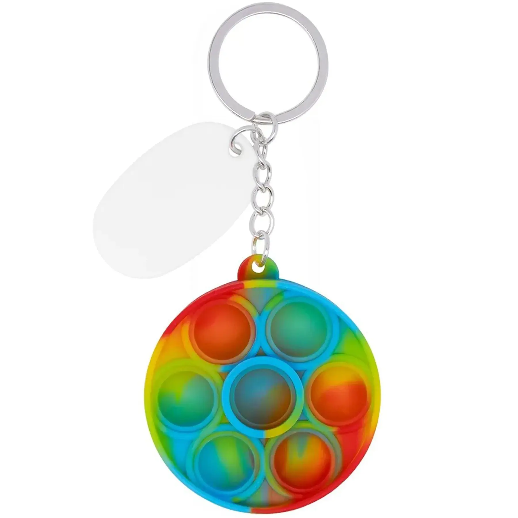 Round Silicone Push Pop Bubble Fidget Keychain
