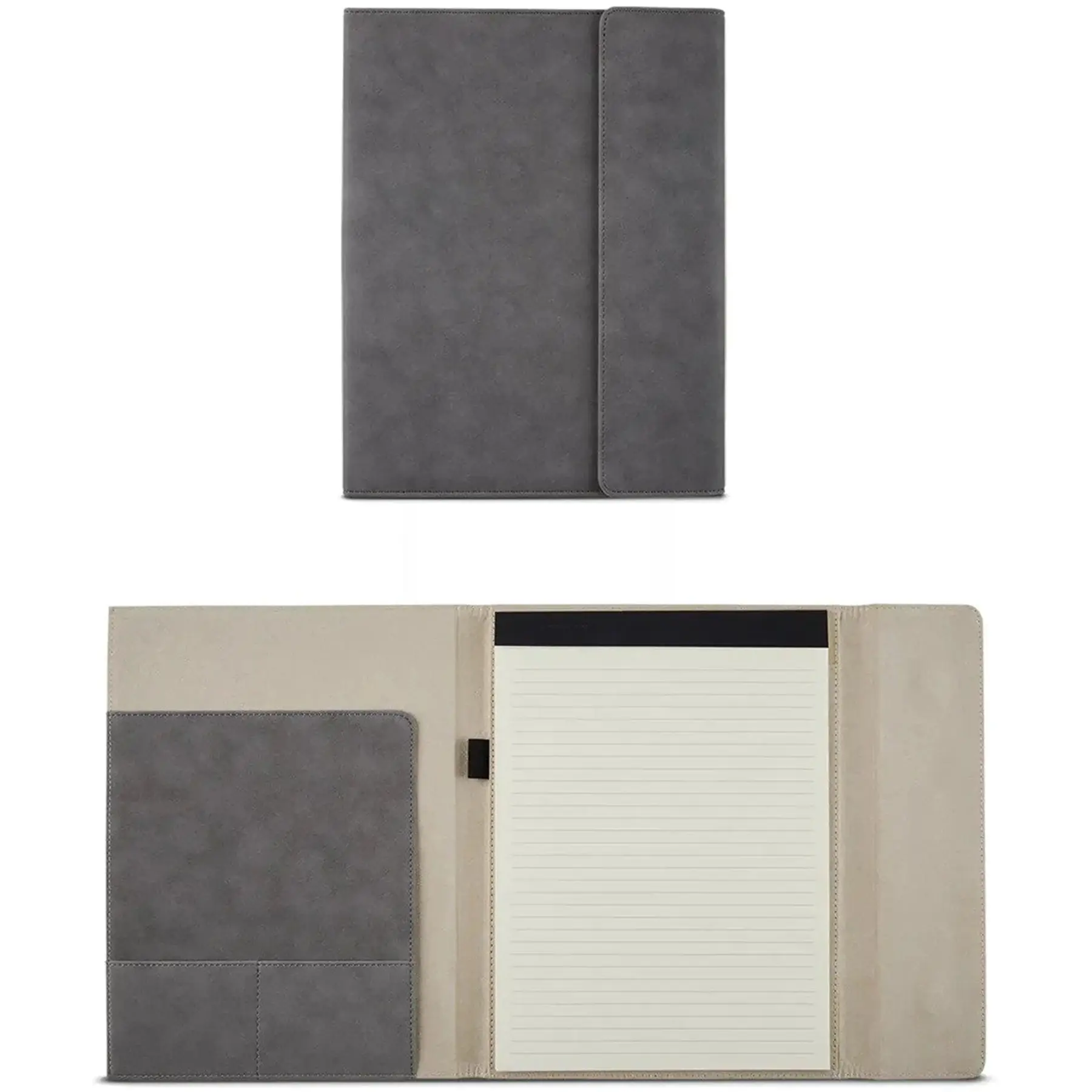 Faux Suede Executive Portfolio with Writing Pad and Magnetic Closure