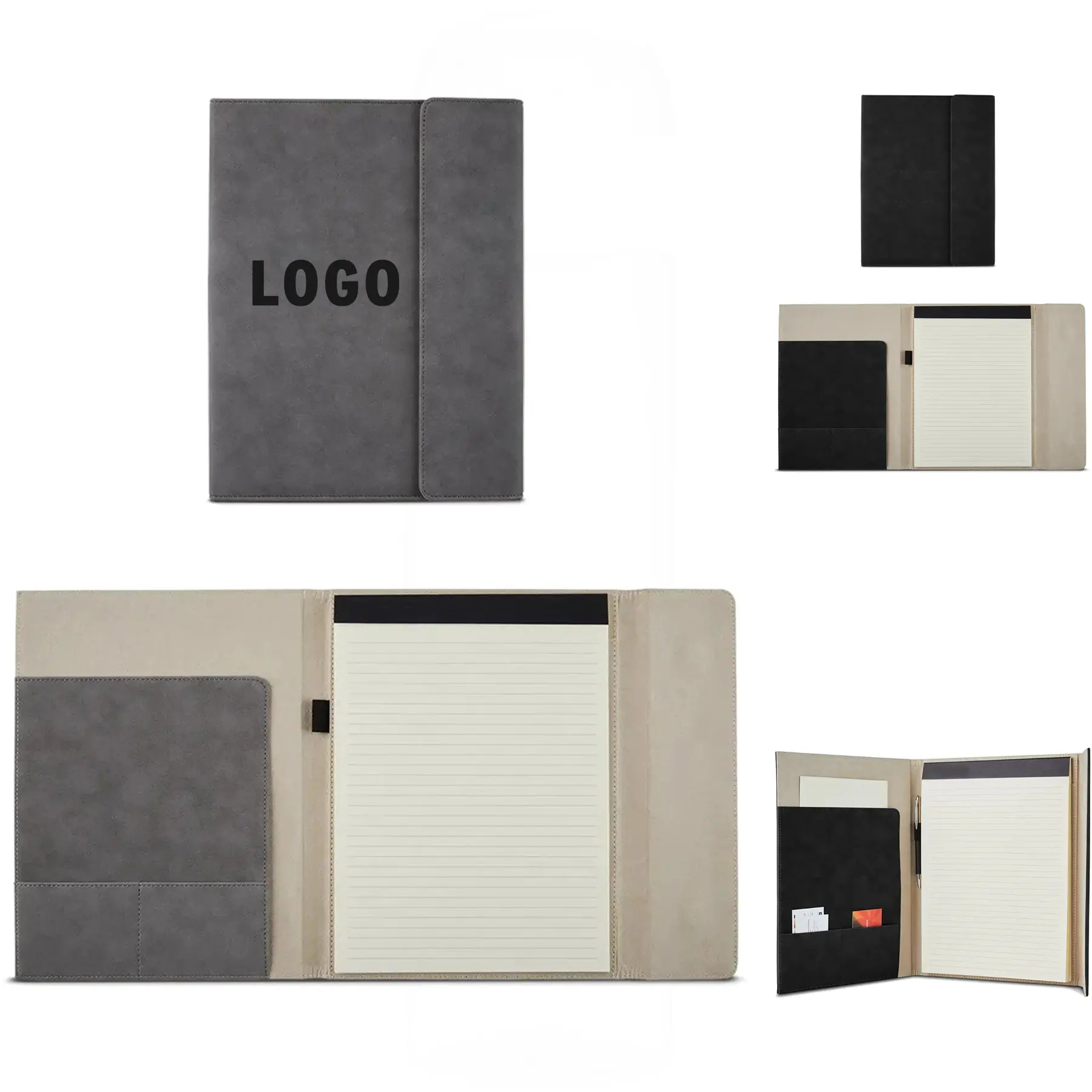 Faux Suede Executive Portfolio with Writing Pad and Magnetic Closure 2