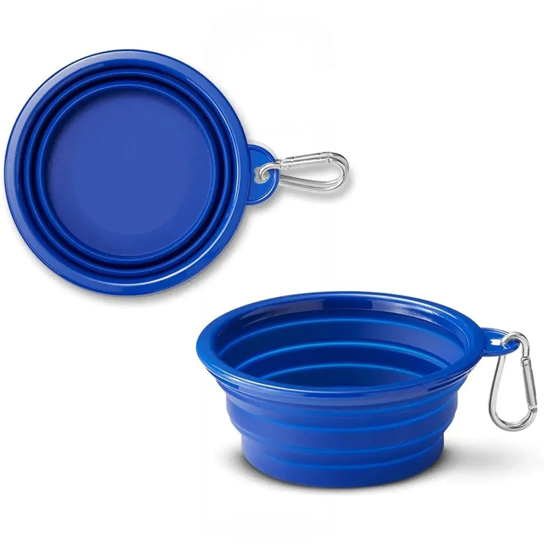 Portable Folding Silicone Pet Bowl Carabiner Clip
