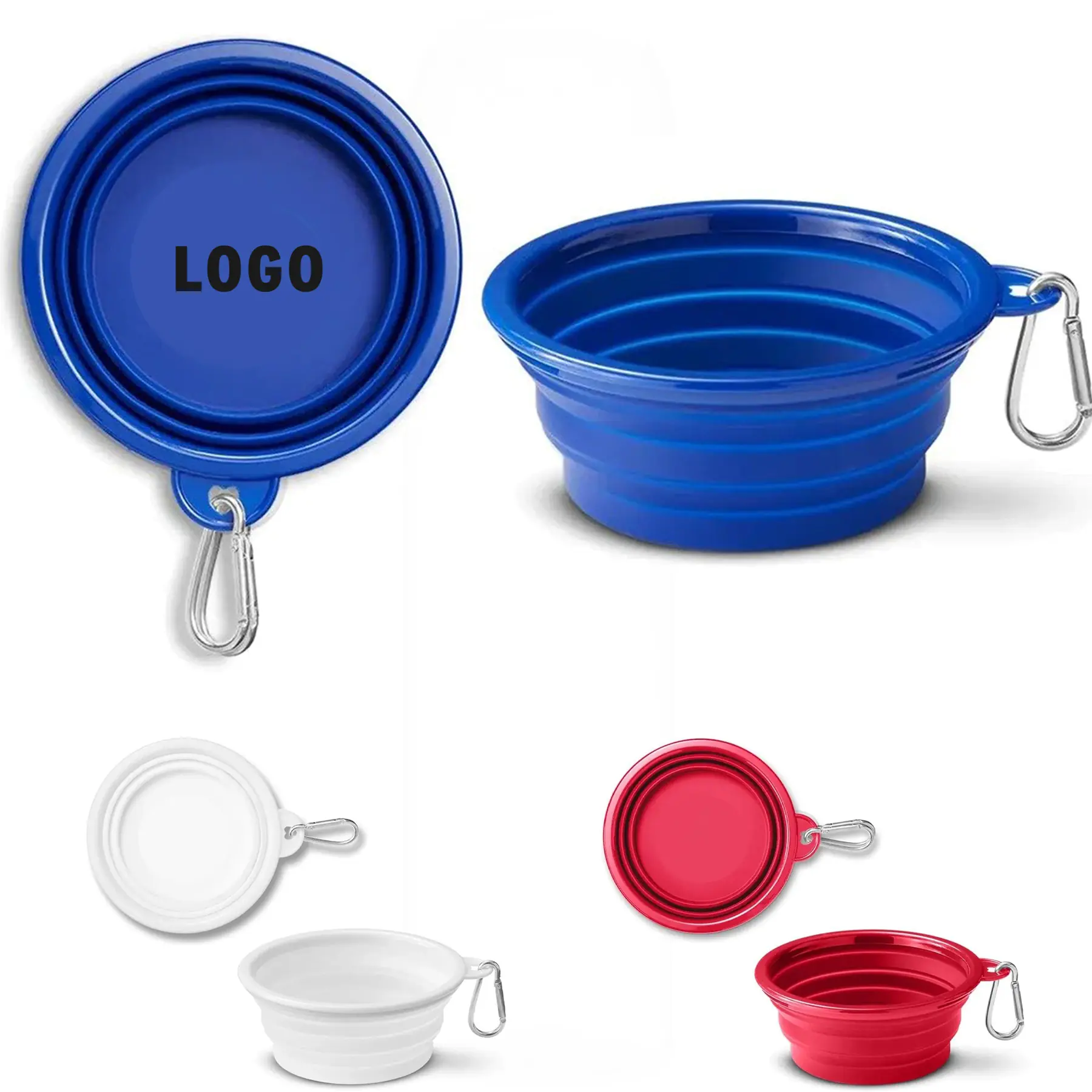 Portable Folding Silicone Pet Bowl Carabiner Clip 2