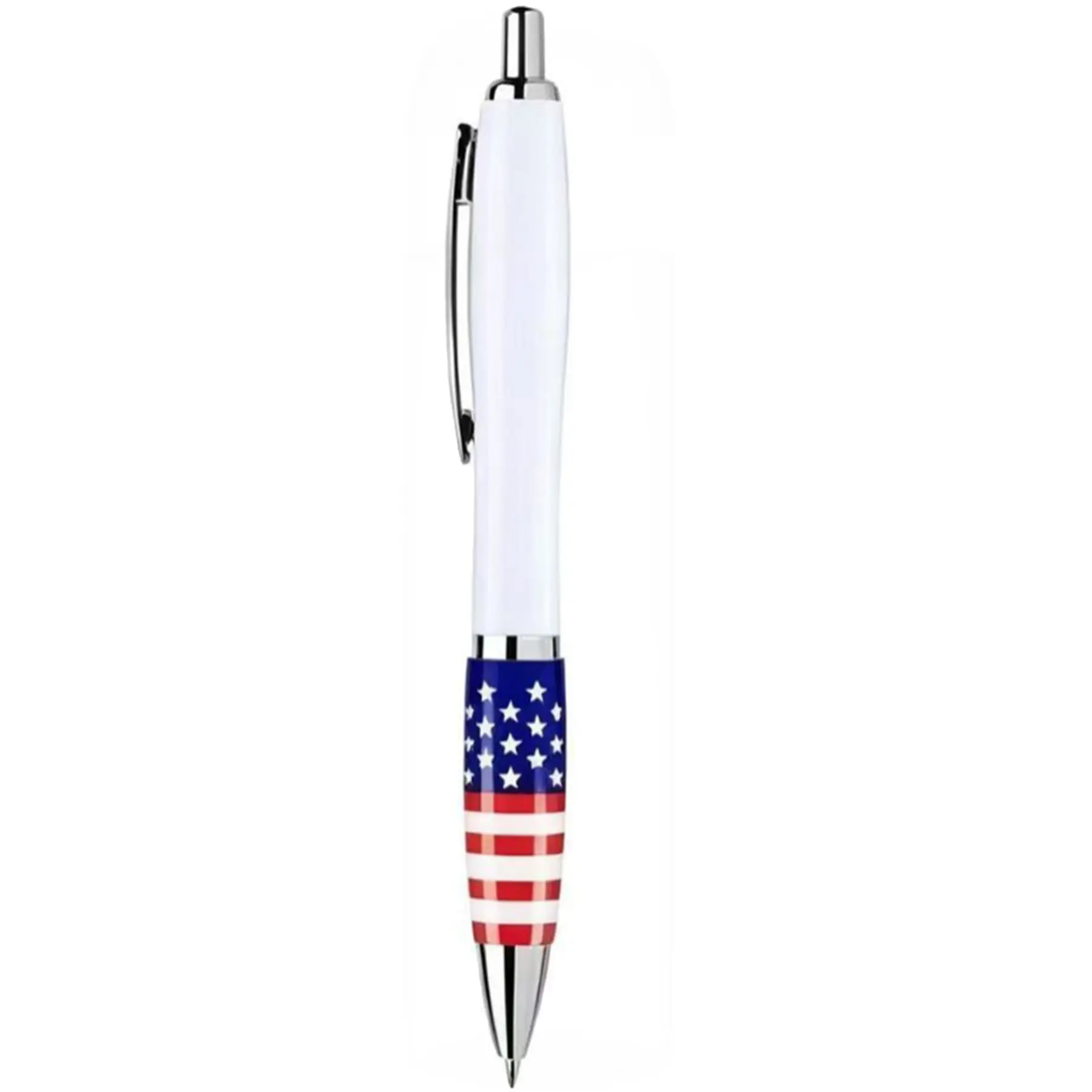 Patriotic American Flag Retractable Ballpoint Pen Silver Accents