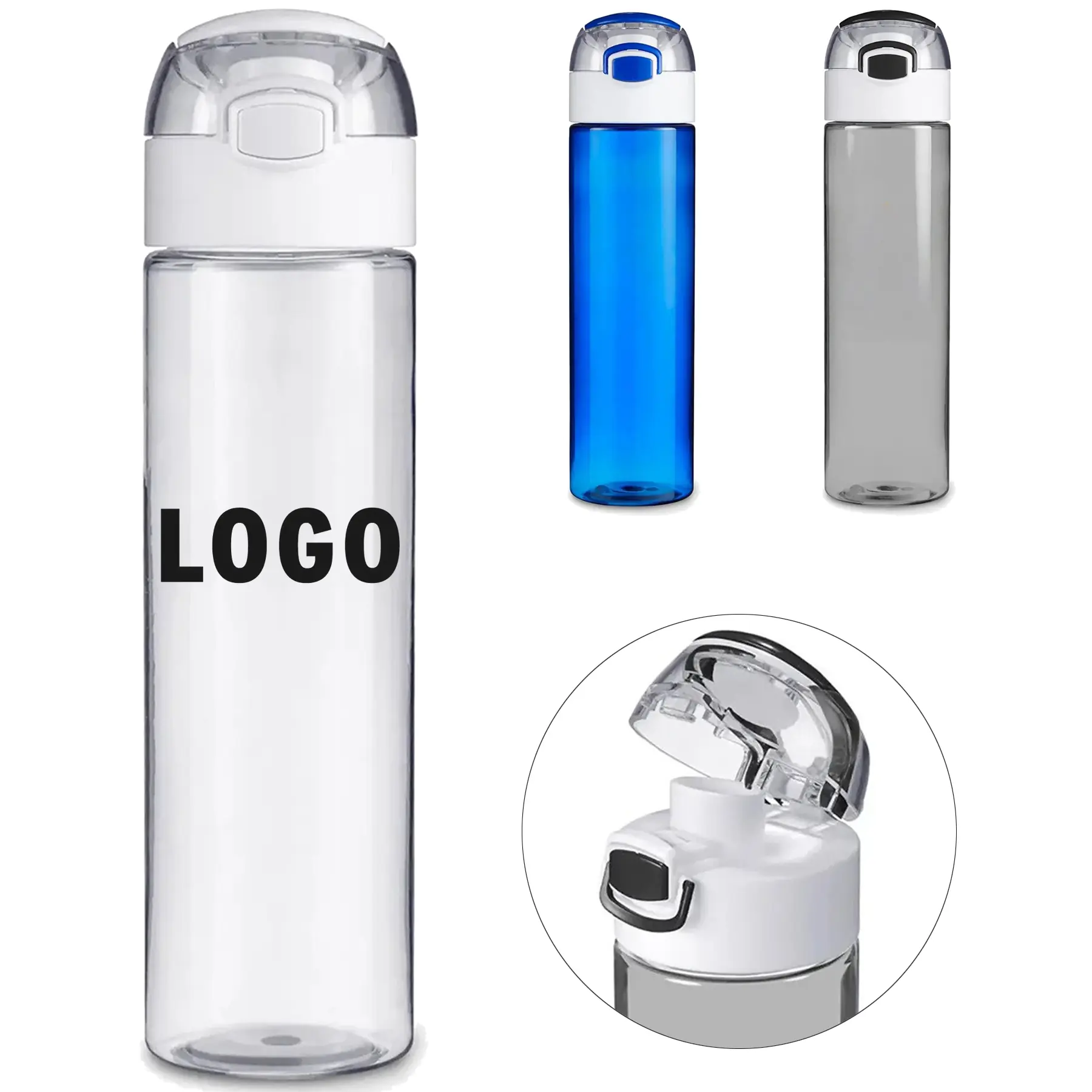 23 Ounce Sport Water Bottle Push Pull Lid Carry Loop BPA Free Plastic 2