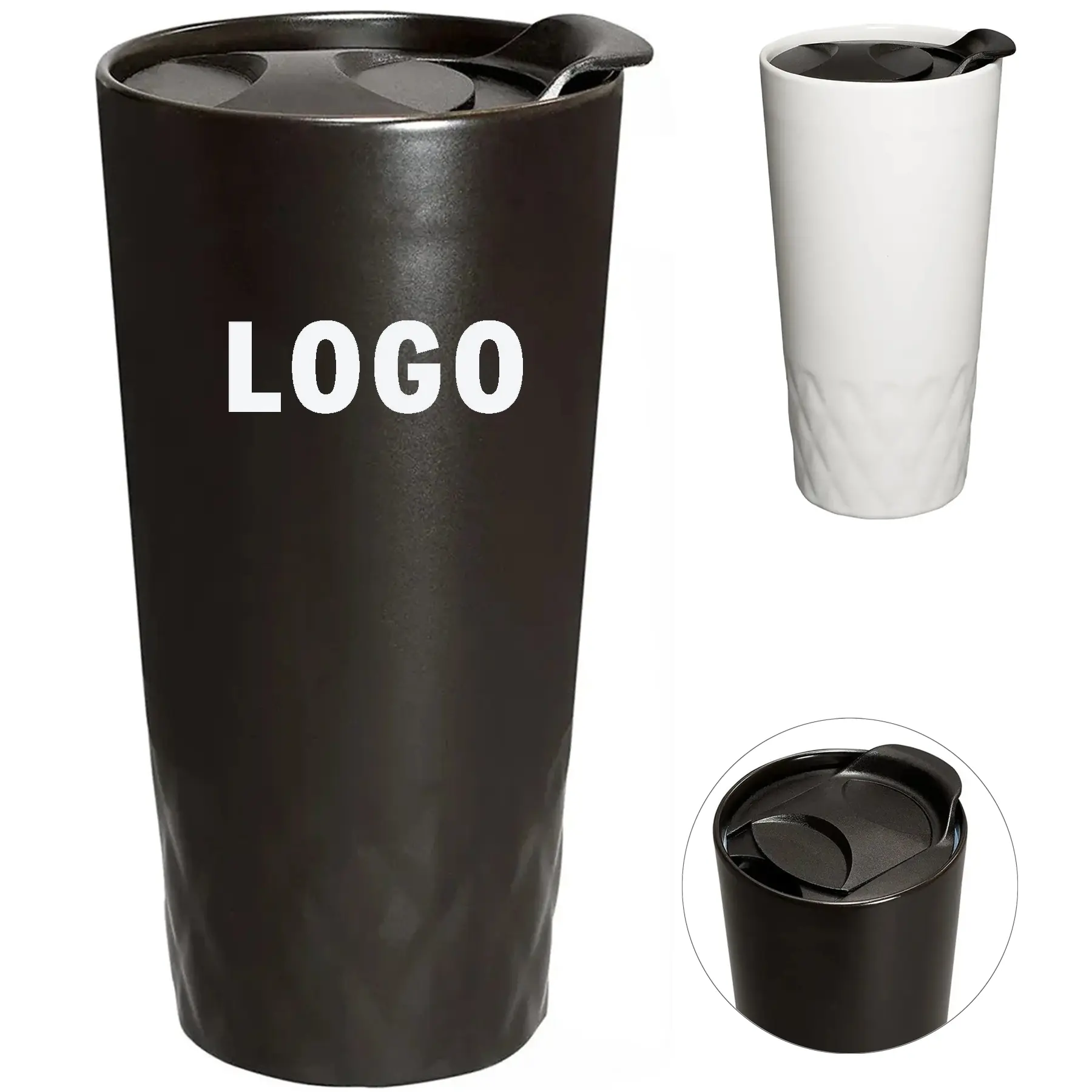 Elegant Ceramic Double Wall Textured Tumbler 2