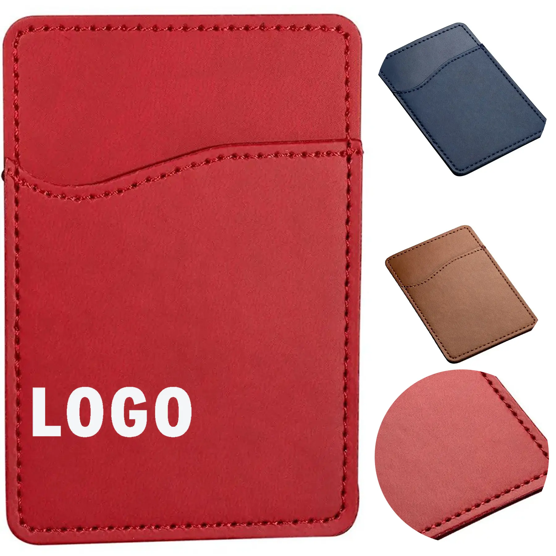 PU Leather RFID Blocker Phone Wallet Adhesive Back 2
