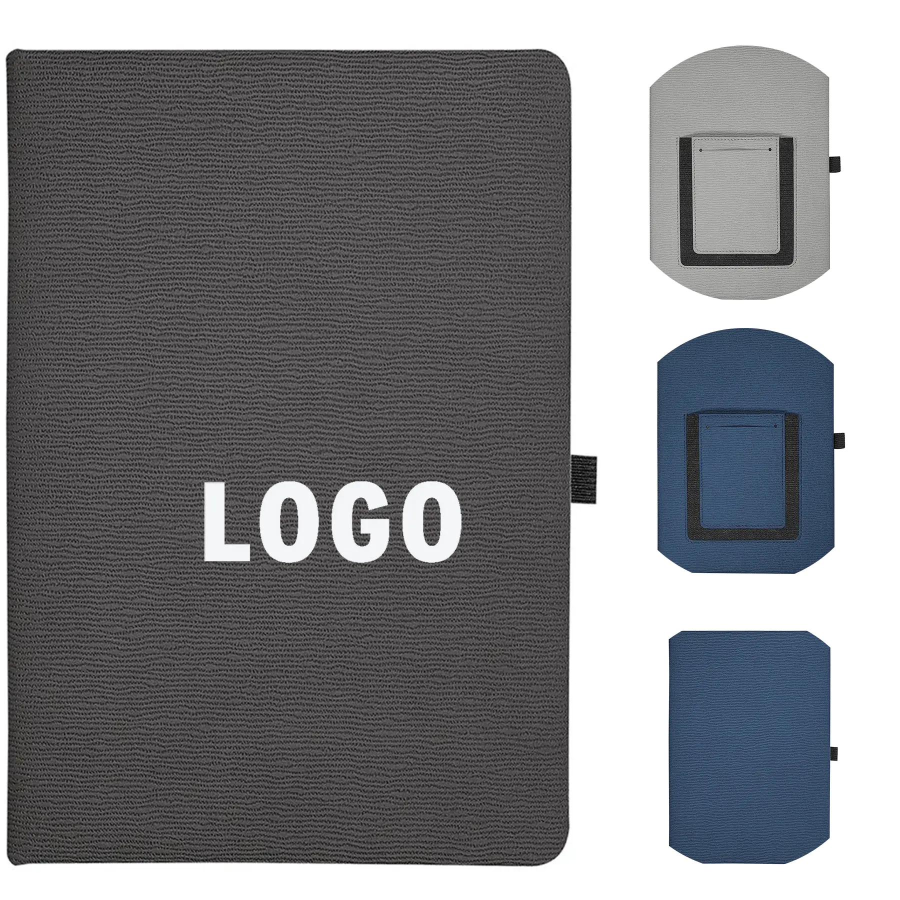 Textured PU Cover Journal with Smartphone Pocket and Pen Holder 2