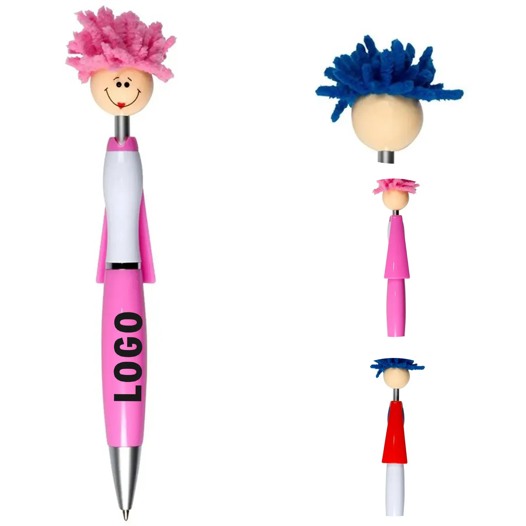 Novelty Click Pen Hero Cap Smiley Face Microfiber Mop Hair Cleaner 2