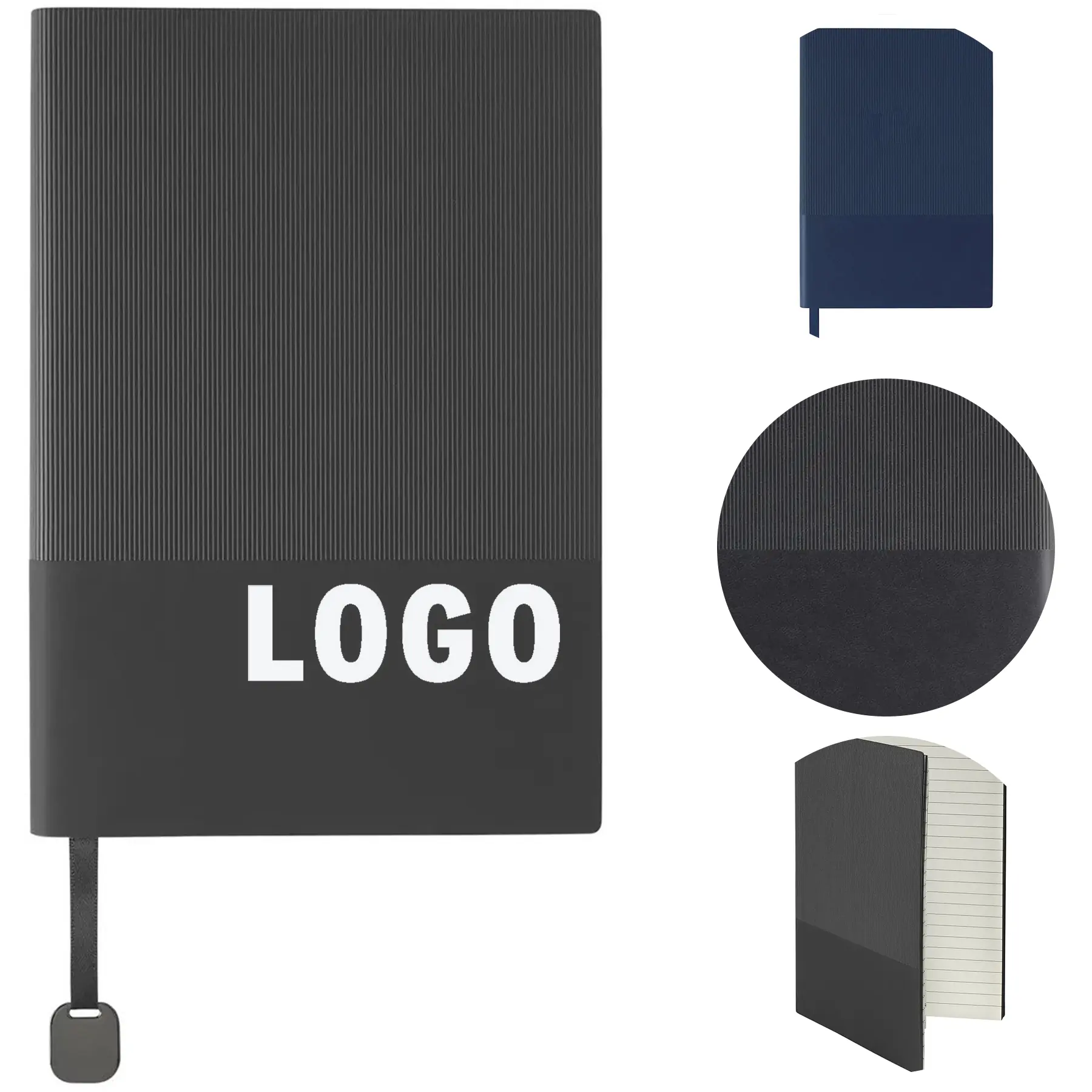 Eco Friendly Recycled Paper Journal Notebook with PU Cover and Ribbon Bookmark 2