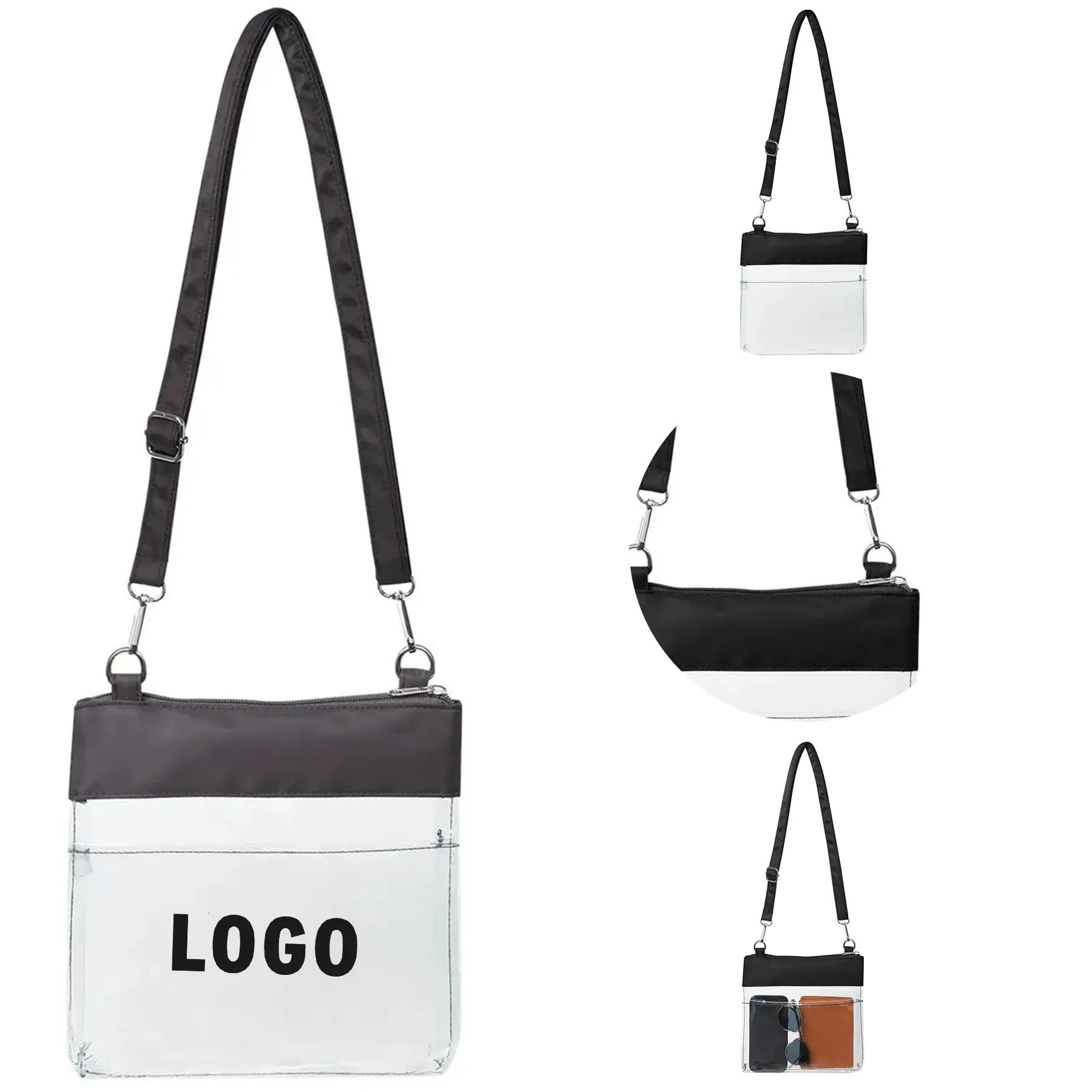 Clear PVC Crossbody Bag Detachable Strap Concert Stadium Ready 2