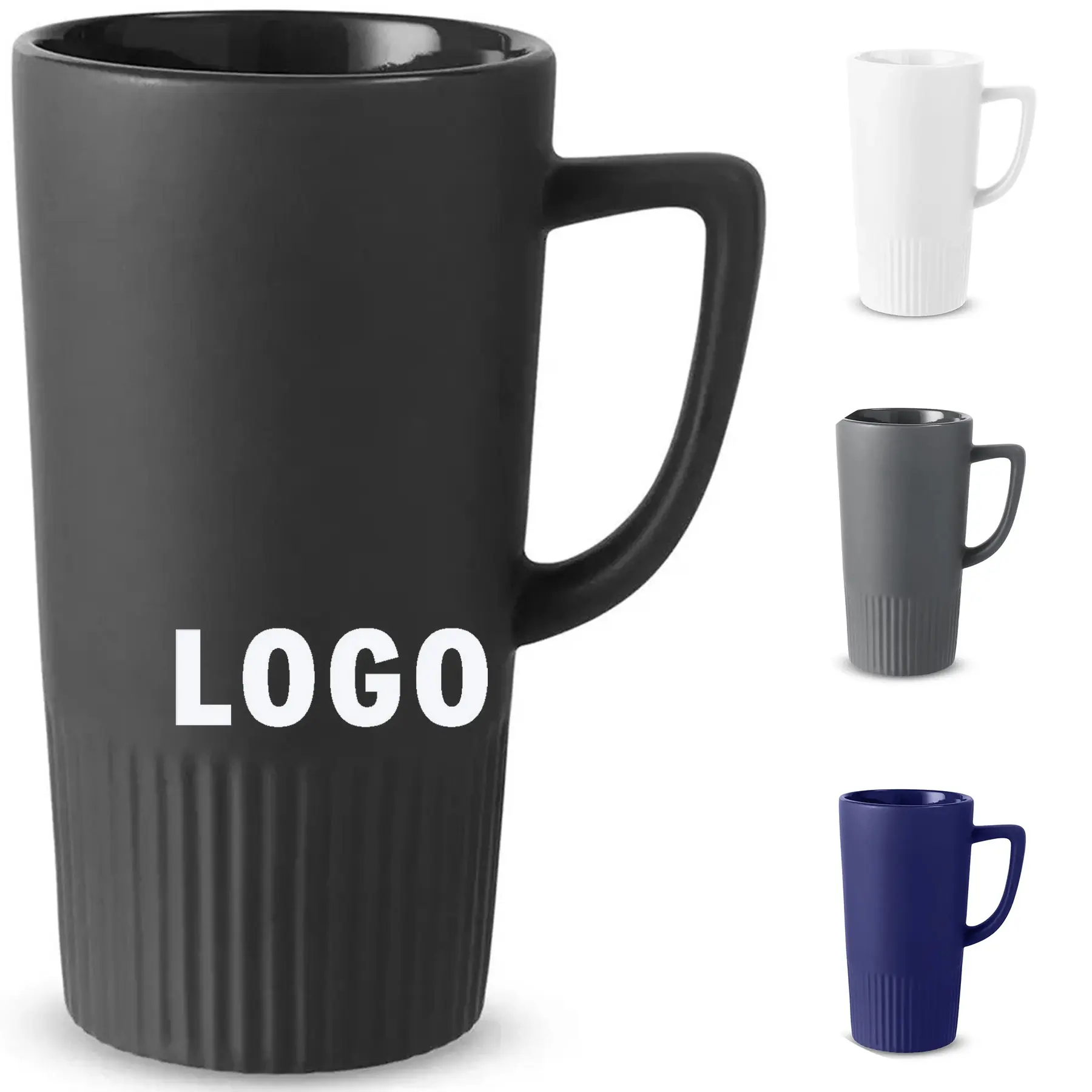 Tall Ceramic Stoneware Mug 20oz Matte Textured Base 2