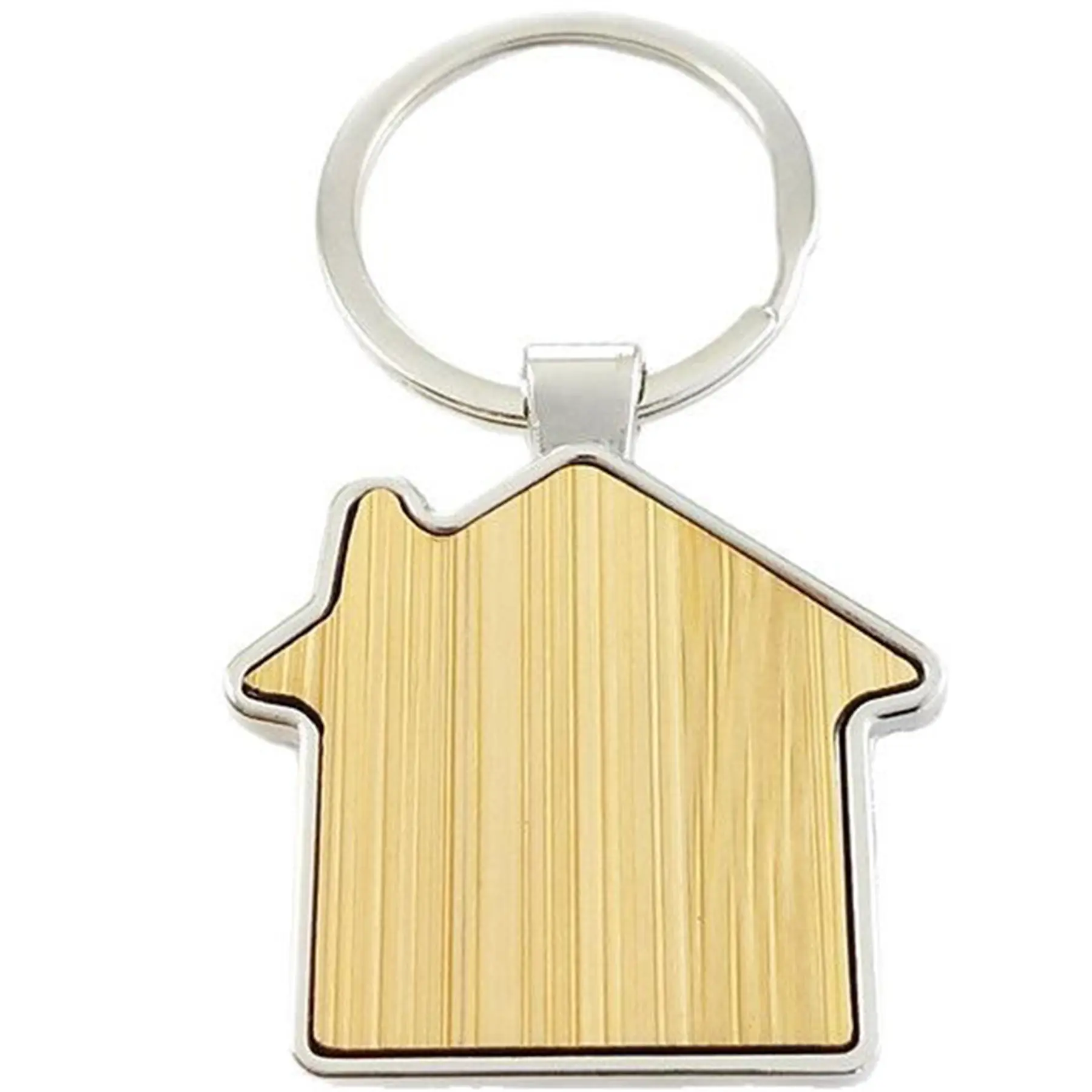Bamboo Metal House Key Tag Ring