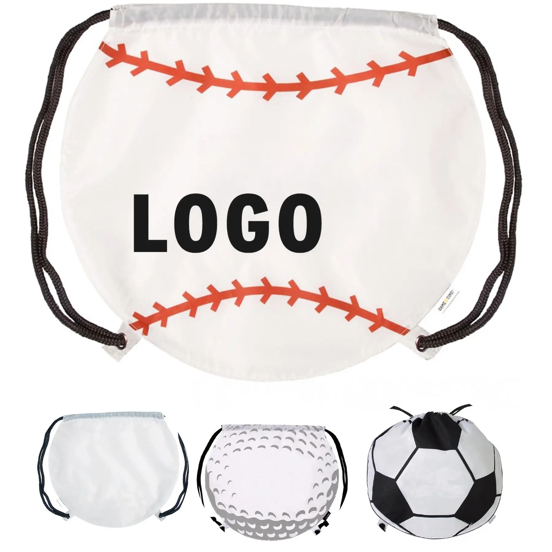Custom Golf Ball Print Drawstring Backpack 2