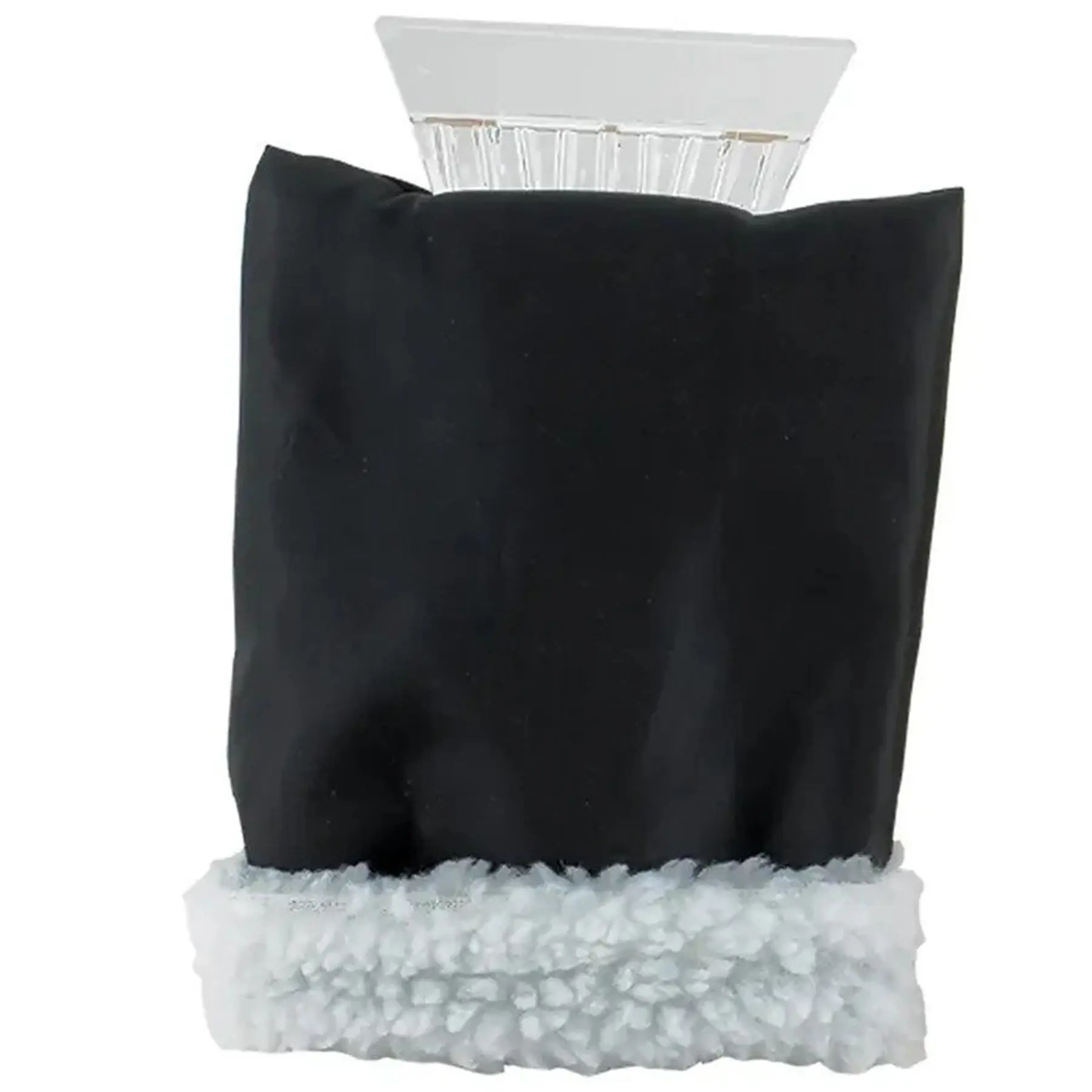Fleece-Lined Ice Scraper Mitt for Winter Car Maintenance