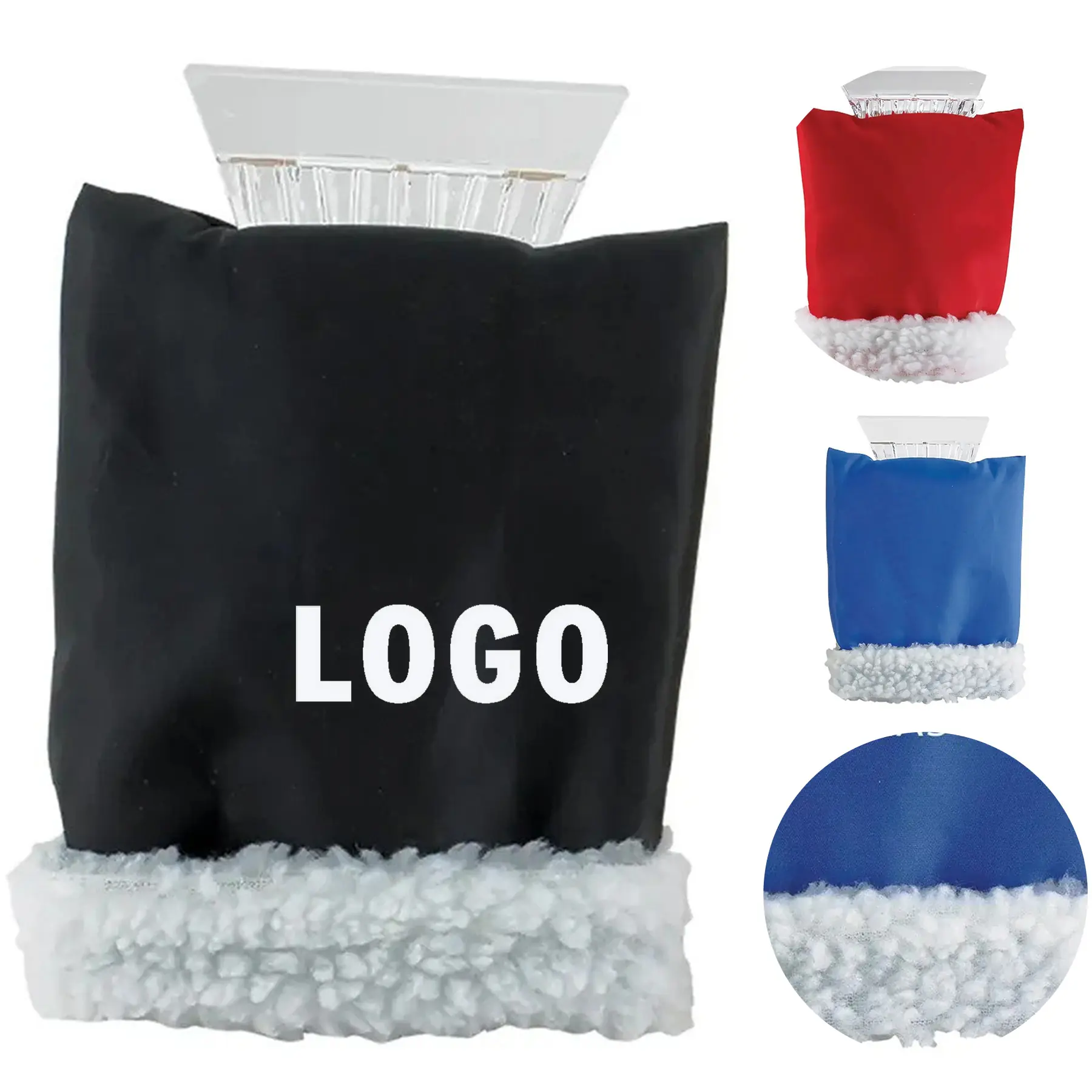 Fleece-Lined Ice Scraper Mitt for Winter Car Maintenance 2