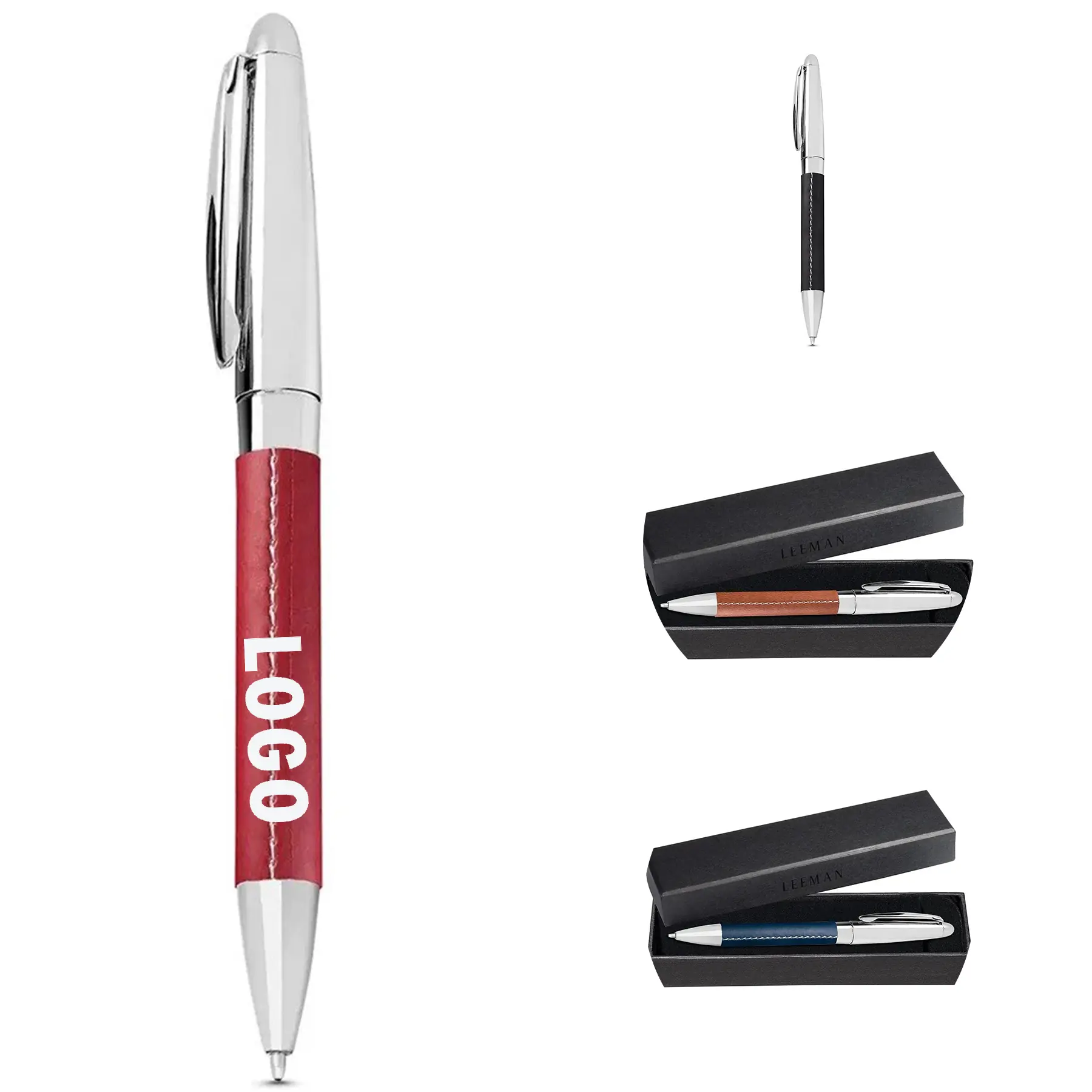 Synthetic Leather Twist Action Ballpoint Pen 2