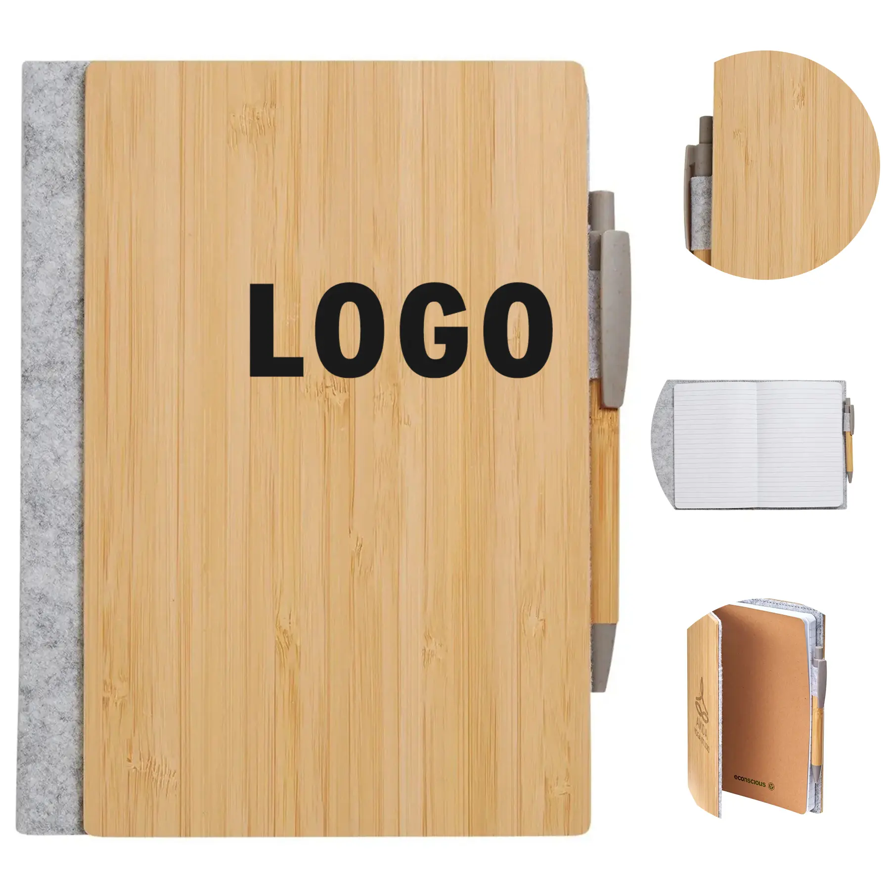 Eco Friendly Refillable Bamboo Journal Pen Set 2