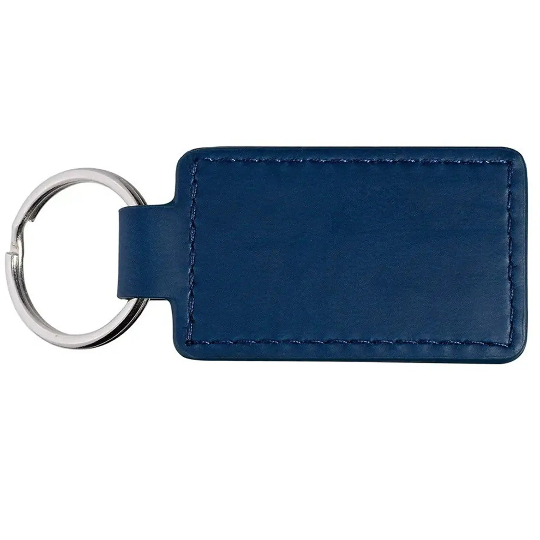Soft Faux PU Leather Rectangle Keychain Metal Split Ring