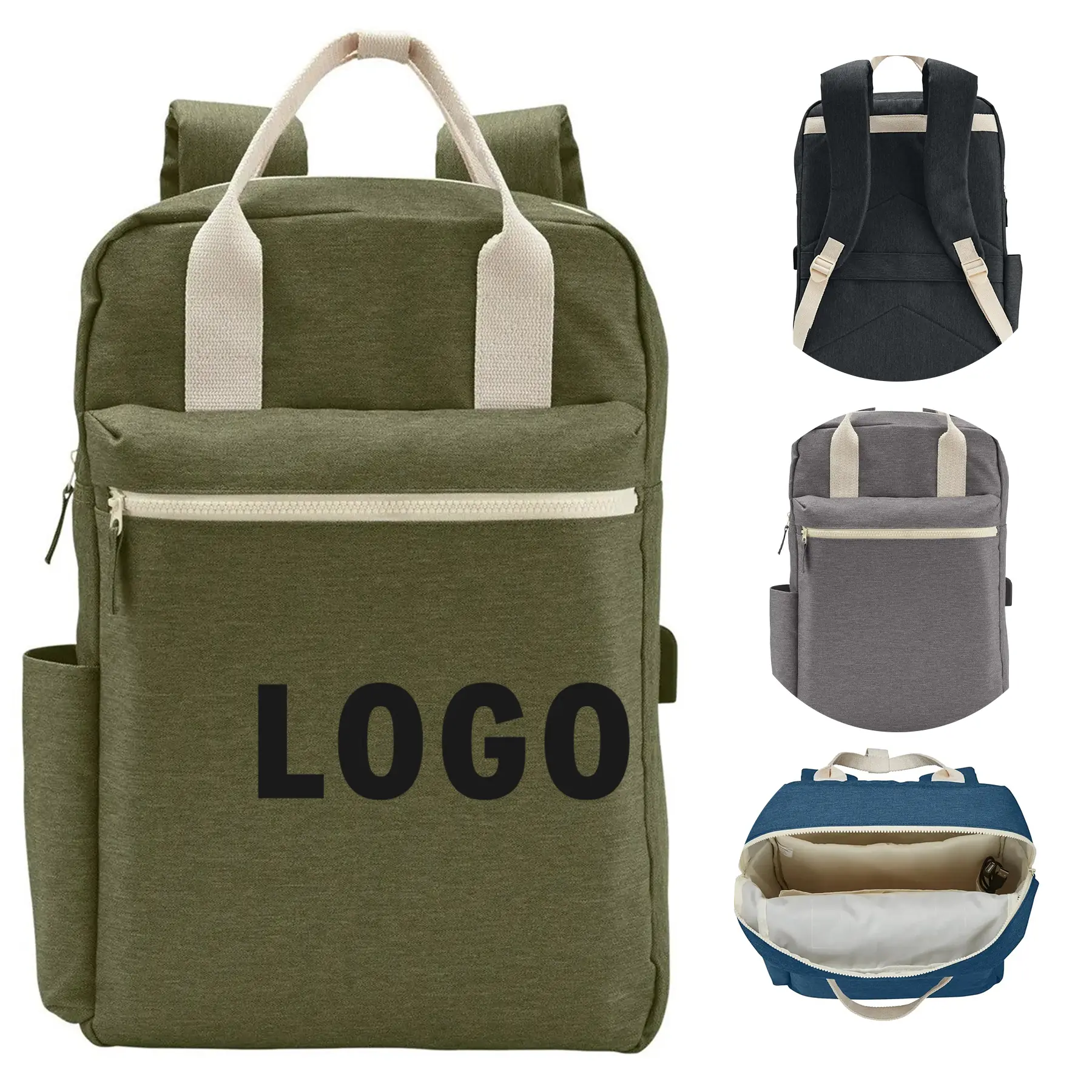 Multi-Function 2-Tone Laptop Backpack Tote with USB Port 2