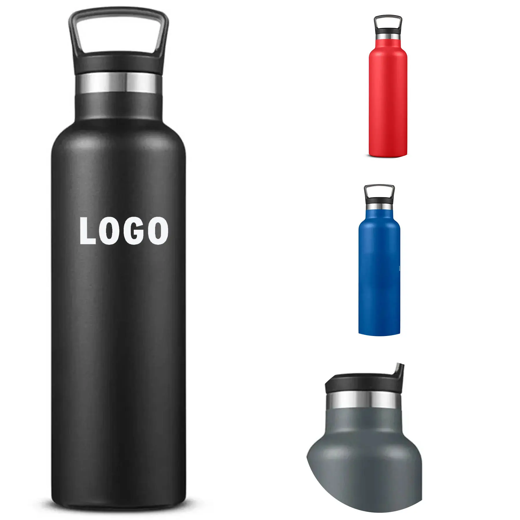 21 oz Double Wall Stainless Steel Vacuum Bottle Hook Lid 2
