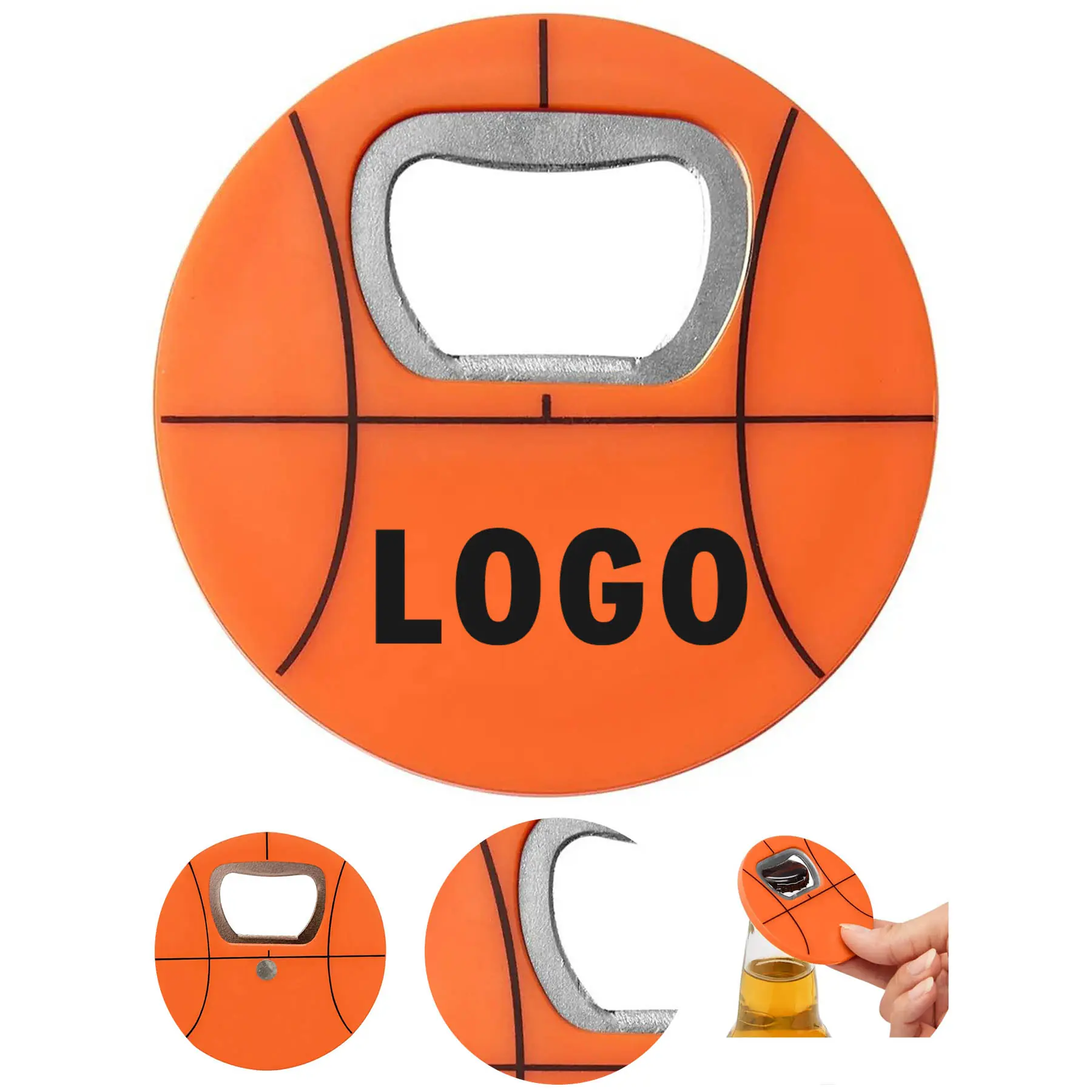 Basketball Pattern Bottle Opener with Strong Magnet 2