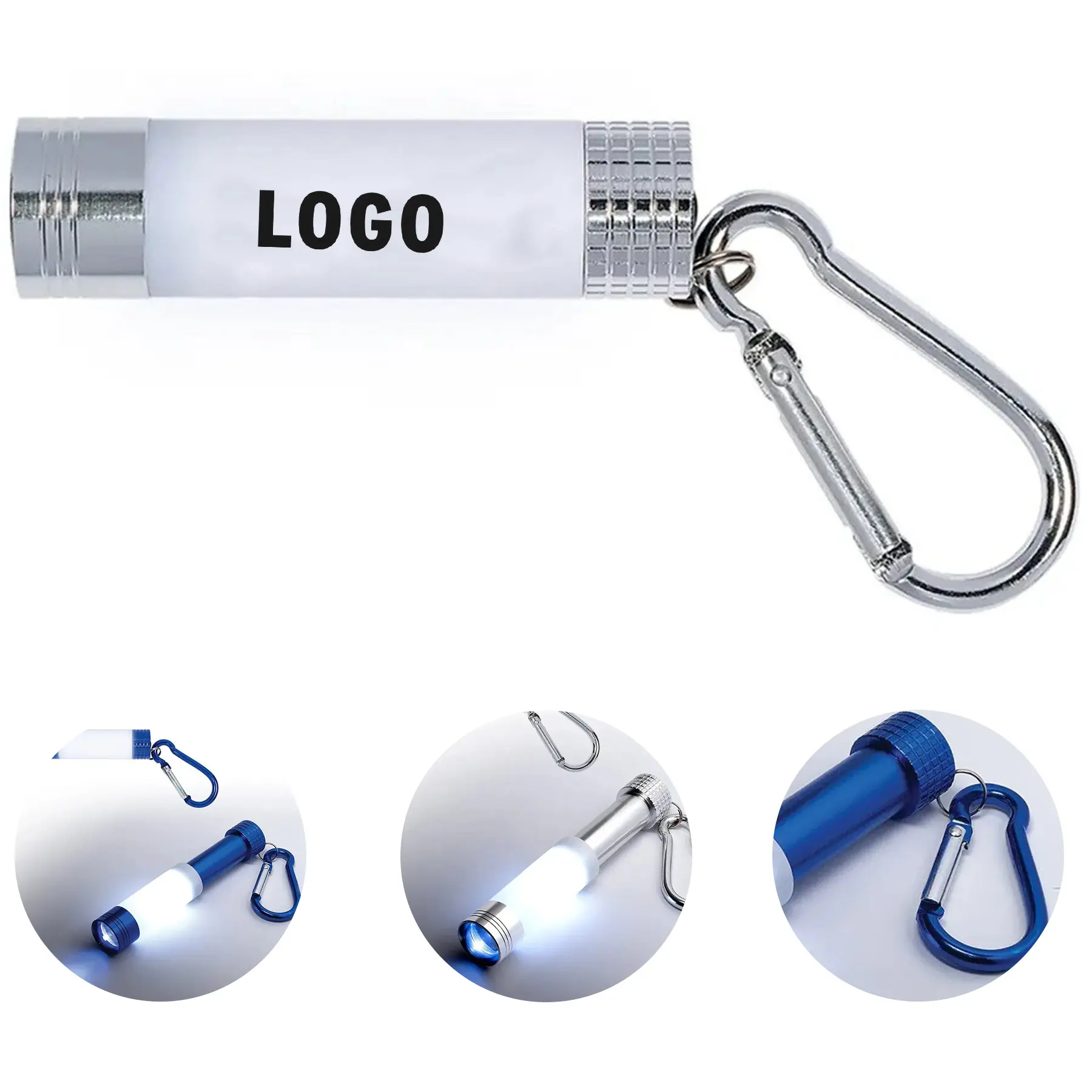 Adjustable Telescoping LED Flashlight with Carabiner 2