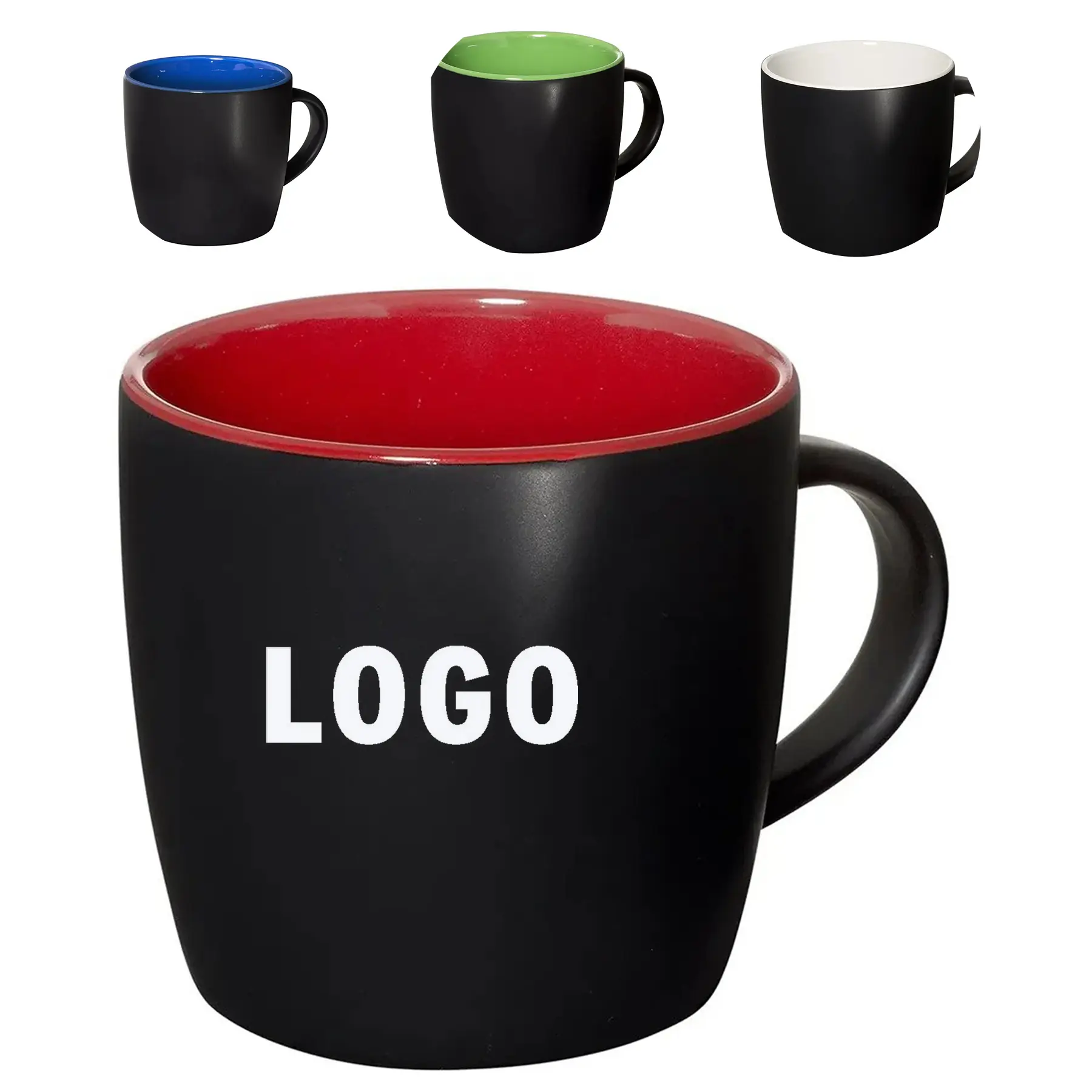 12oz Matte Black Ceramic Mug Glossy Interior Riviera 2
