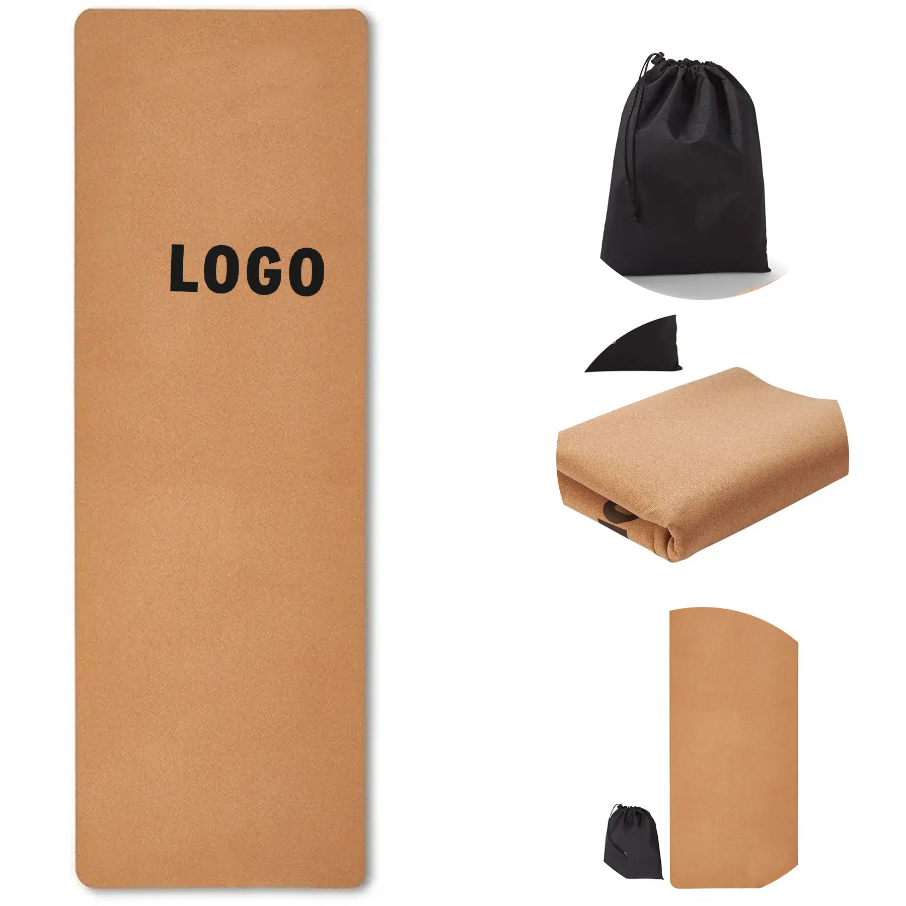 Eco Cork Non-Slip Yoga Mat with Foldable Travel Pouch 2