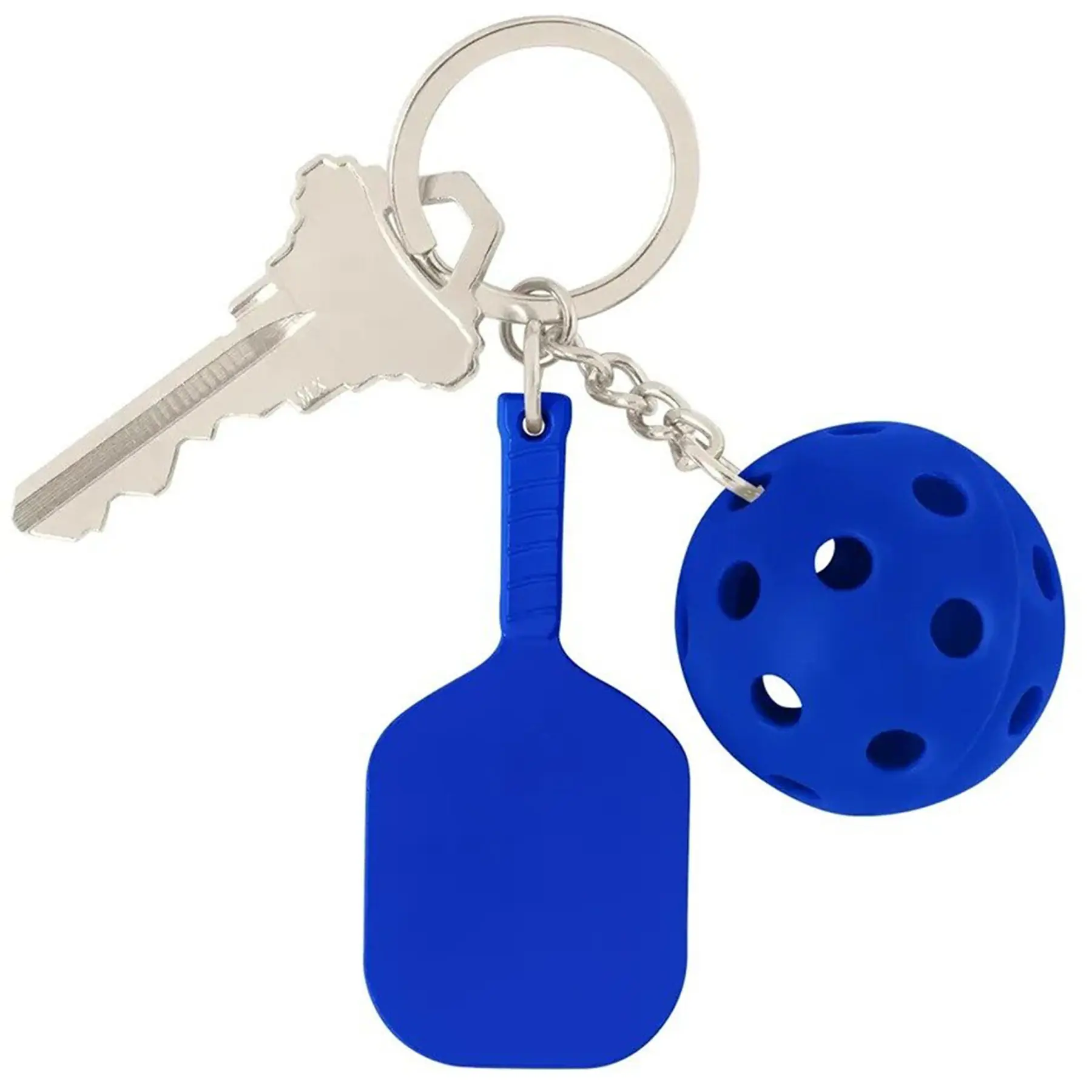 Zinc Alloy Pickleball Paddle Keychain Plastic Ball