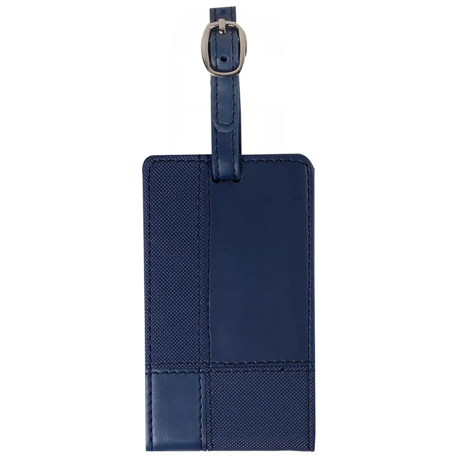 Two Tone Faux Leather Luggage Tag with ID Window and Adjustable Strap