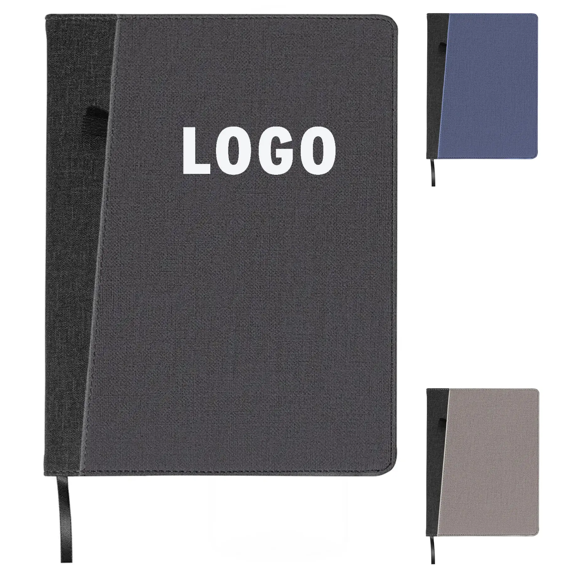 Front Pocket Refillable Journal Cover Thermo PU Linen 2