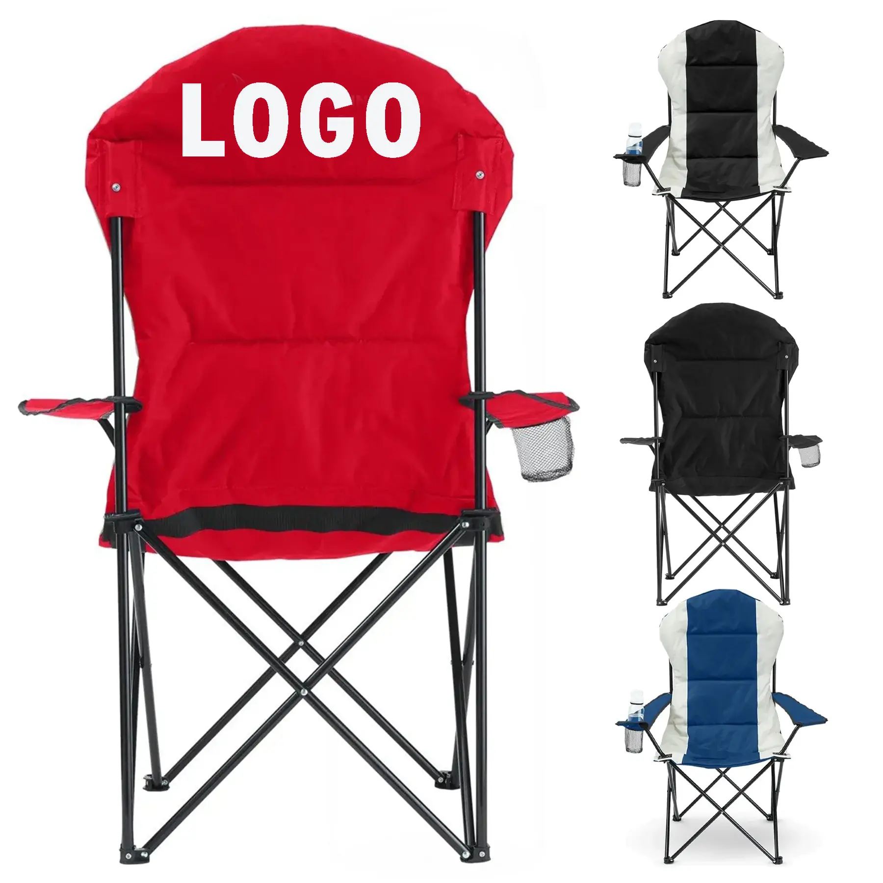 Padded Heavy Duty Folding Outdoor Chair with Drink Holder and Carry Case 2