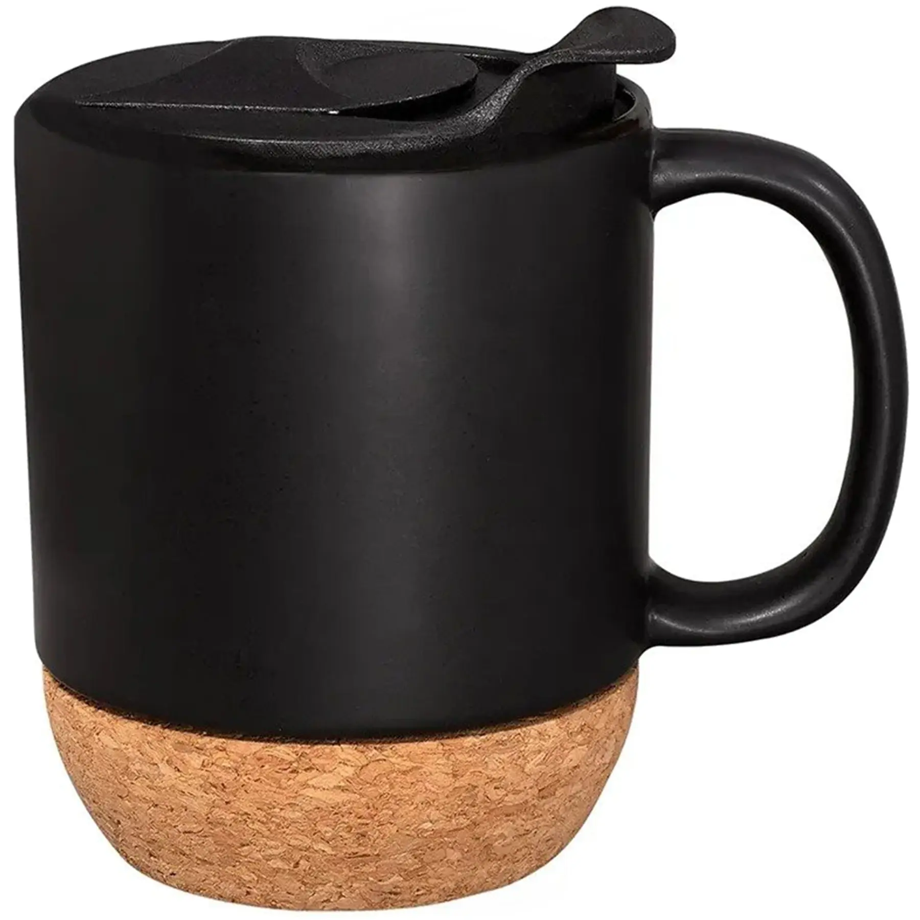 Premium Ceramic Mug Natural Cork Base Locking Lid 14oz