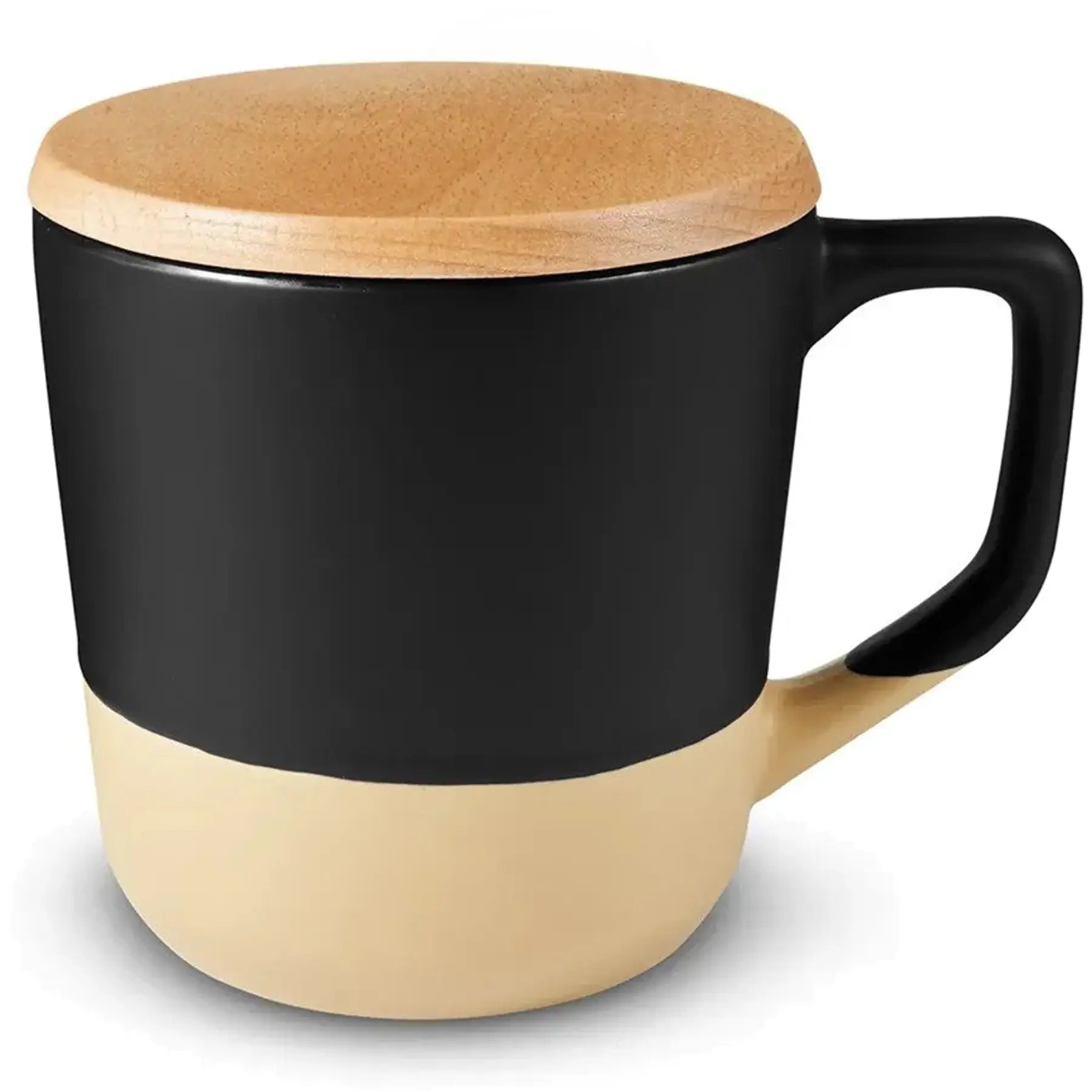 16.5oz Stoneware Mug Beech Wood Lid