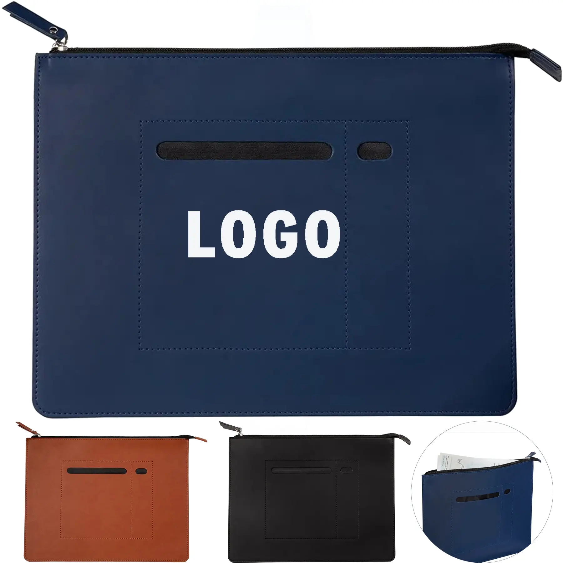 Executive Faux Leather Zippered Document Holder 2
