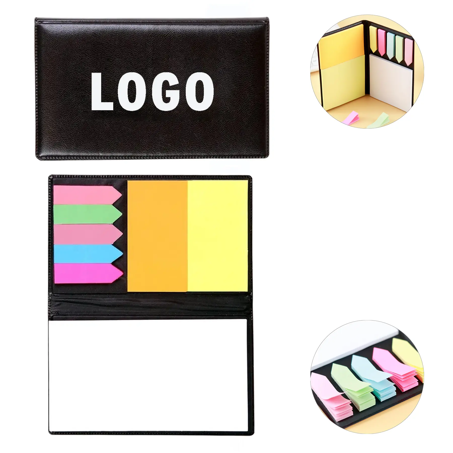 Versatile Desktop Note & Flag Organizer with Multi-Color Sticky Pads 2