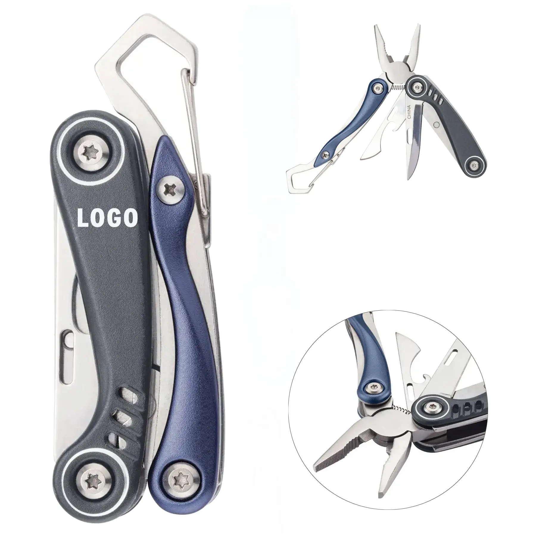 Multi Function Pocket Tool Set Pliers Knife Carabiner 2