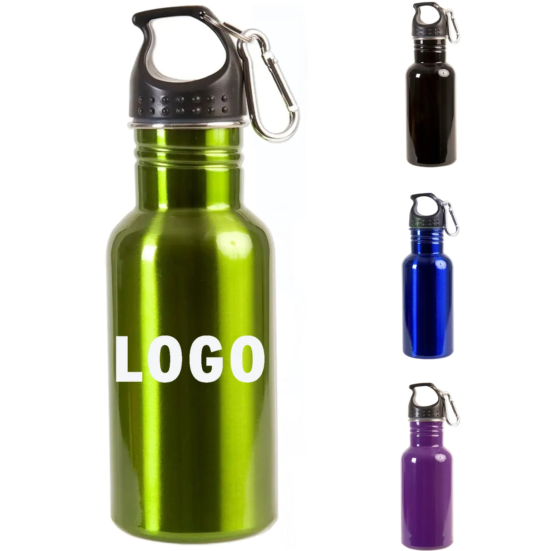 17oz Stainless Steel Adventure Water Bottle Carabiner Clip 2
